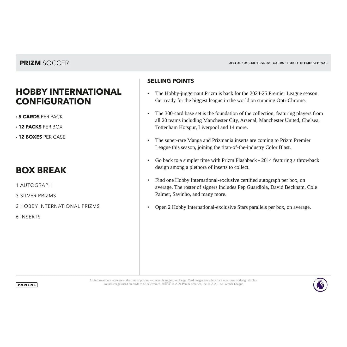 2024-25 Panini Prizm Soccer EPL English Premier League Hobby Box INTERNATIONAL