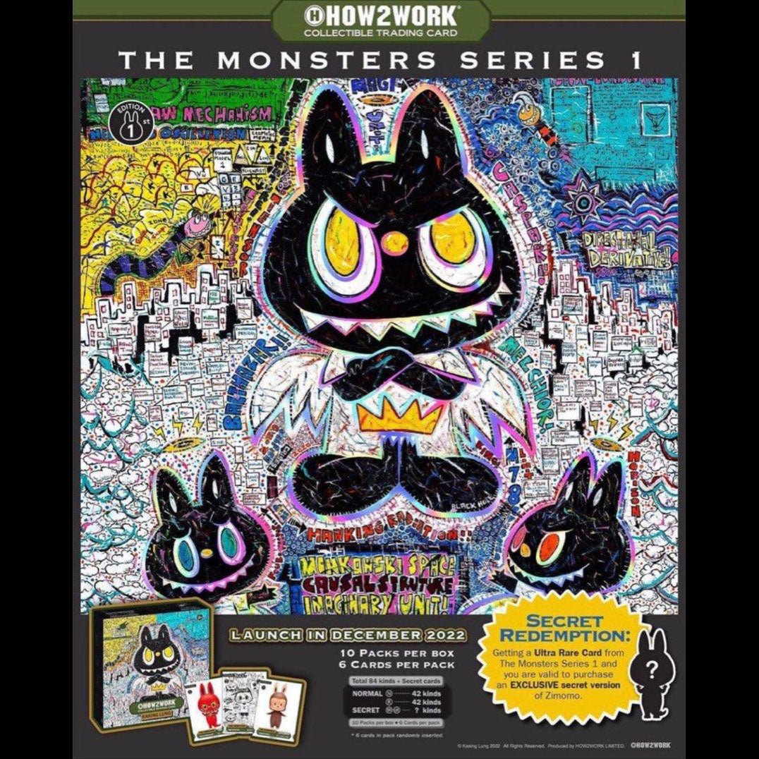 Labubu 2022 How2work The Monsters Series 1 Kashing Lung 1st Edition Collectible Trading Card Sealed Box