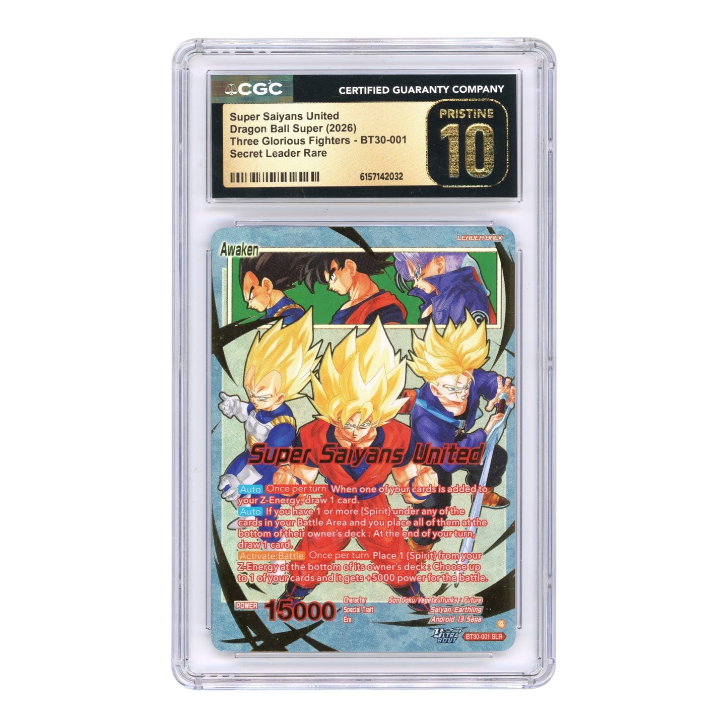 Three Glorious Fighters 2026 Dragon Ball Super Card Game English BT30 #001 CGC Pristine 10
