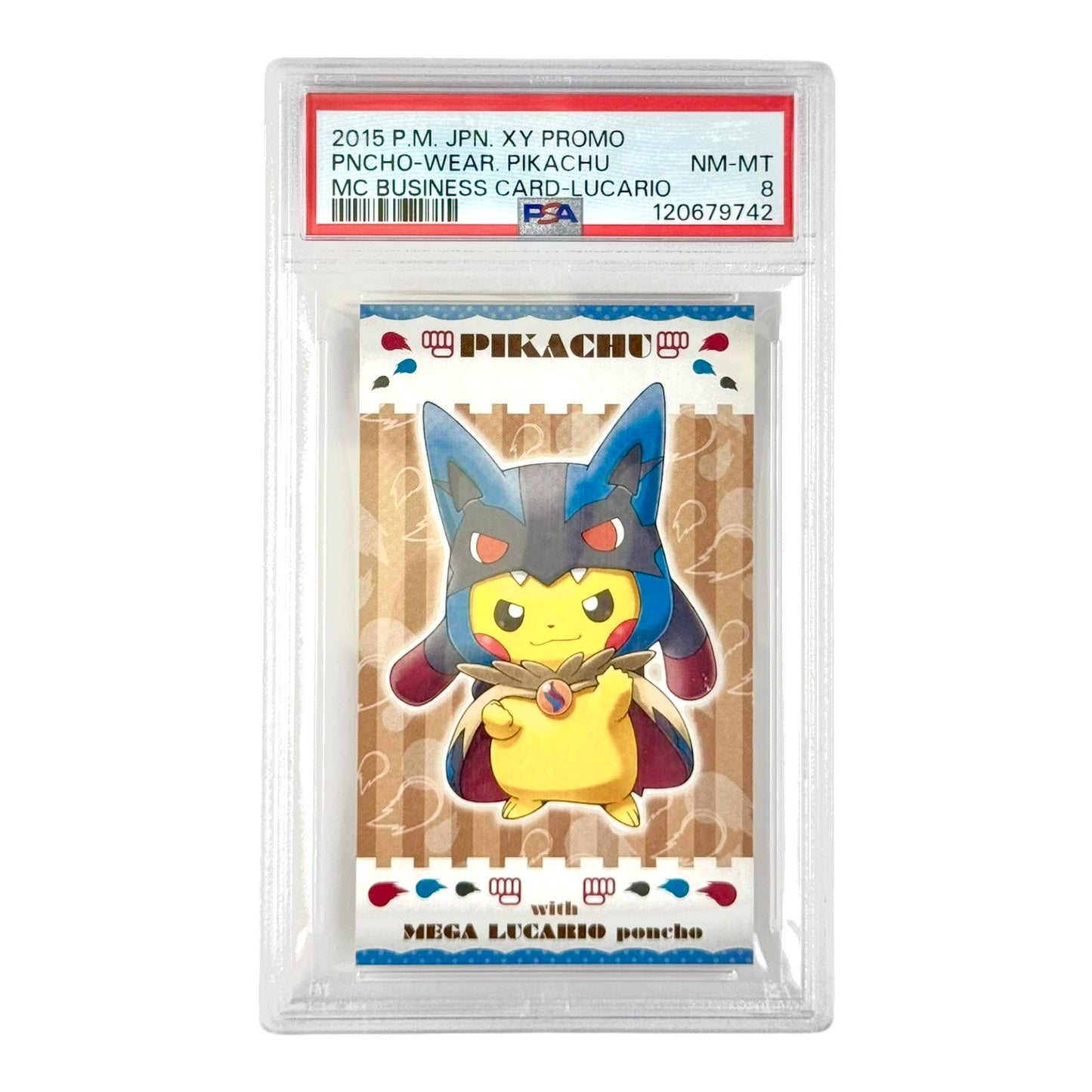 Poncho-Wear Pikachu 2015 Pokemon Japanese XY Promo Lucario PSA 8