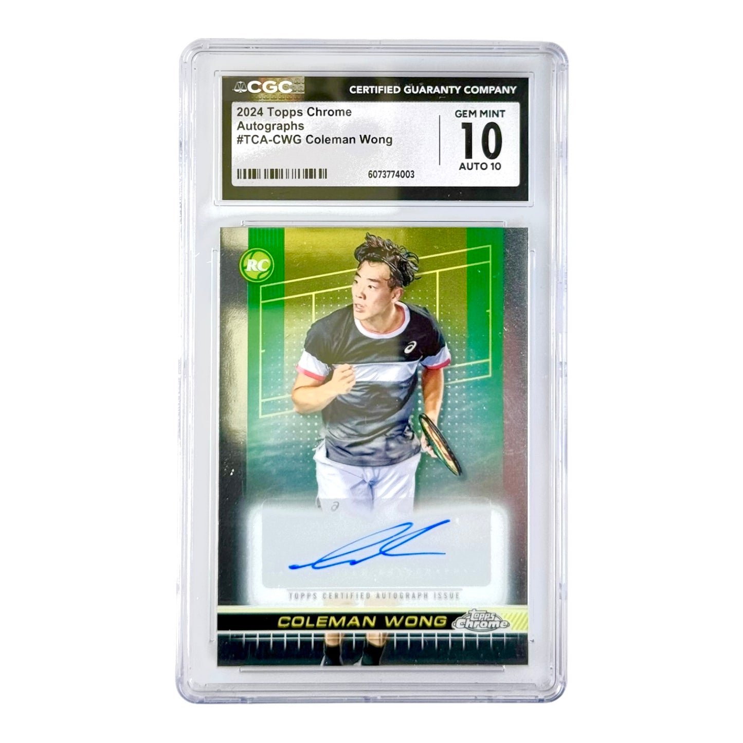 Coleman Wong 2024 Topps Chrome Tennis Auto #TCA-CWG CGC 10 Auto 10