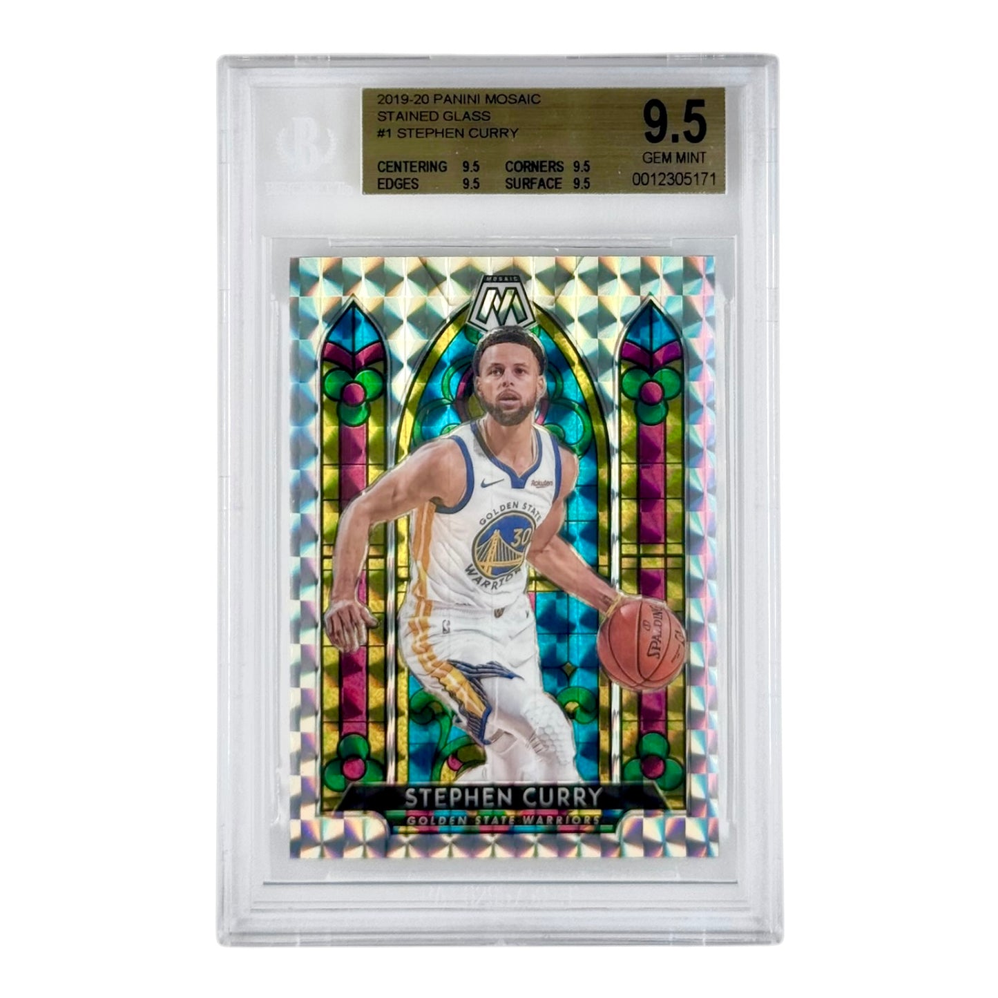 Stephen Curry 2019-20 Mosaic Stained Glass #1 BGS 9.5