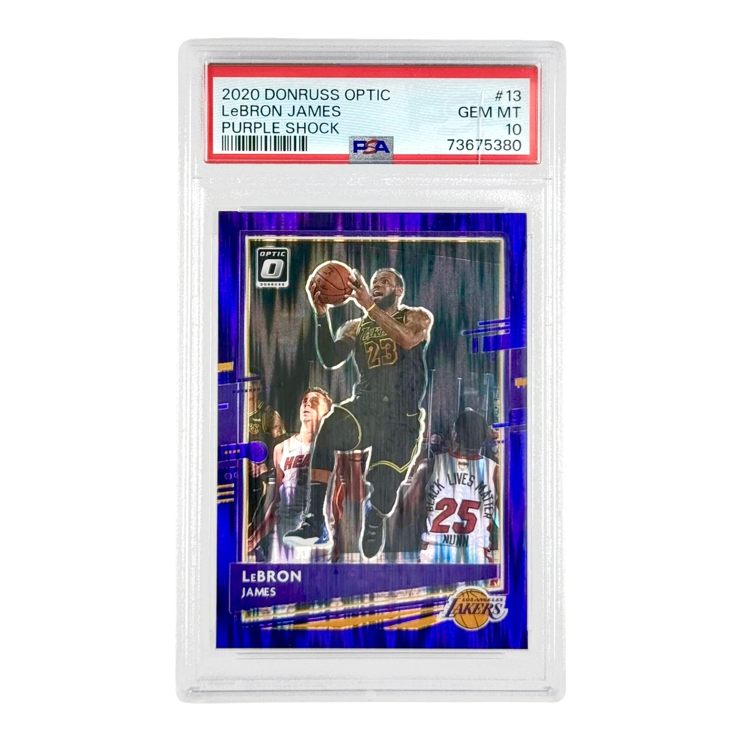 Lebron James 2020 Donruss Optic Purple Shock #13 PSA 10 (Damaged Crack on PSA Case)