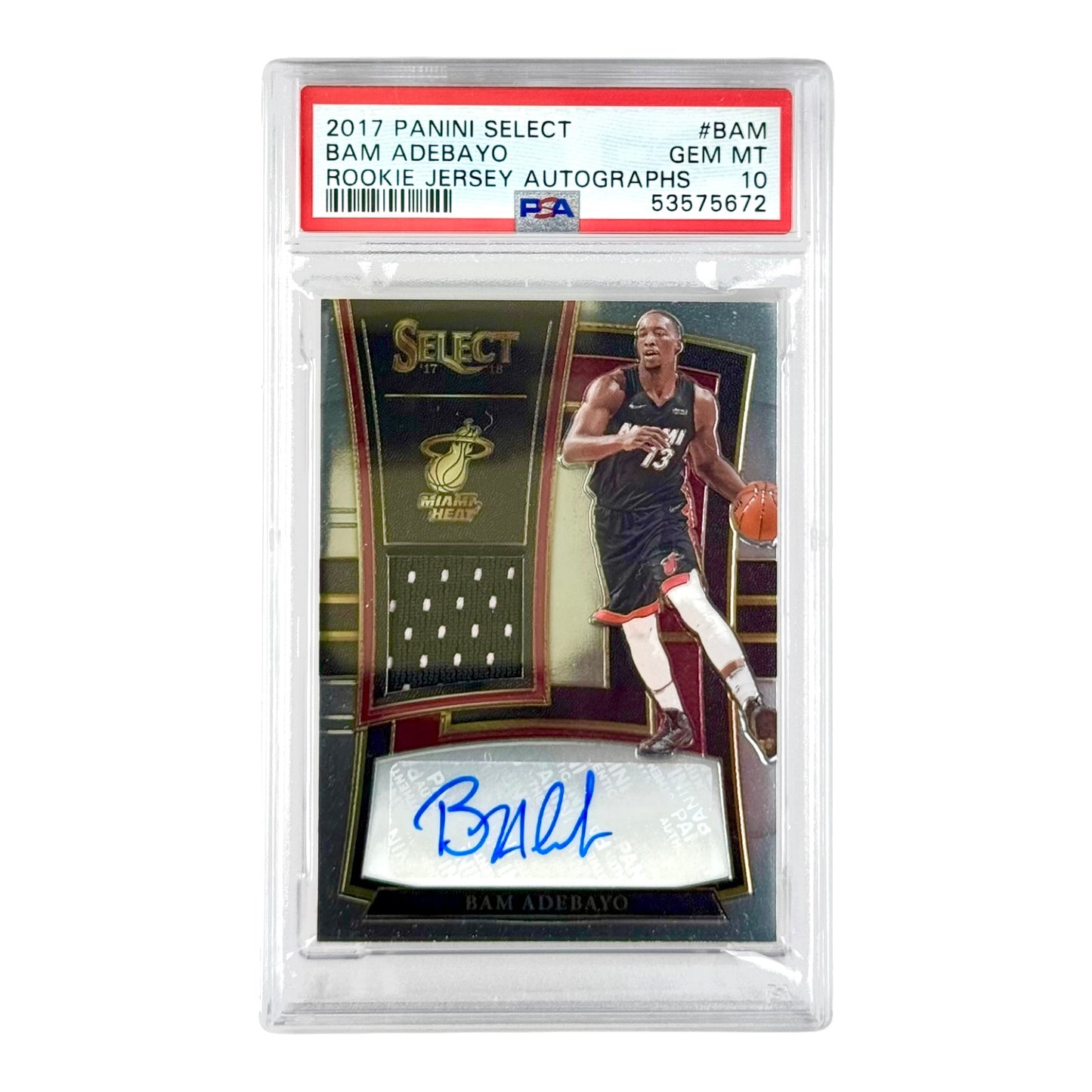 Bam Adebayo 2017 Panini Select Rookie Jersey Auto 184/199 #BAM PSA 10