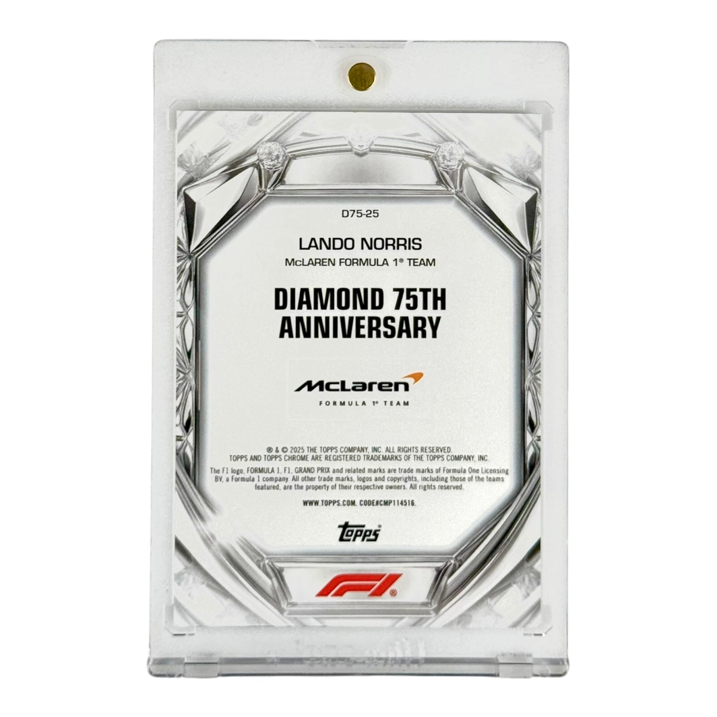 Lando Norris 2025 Topps Chrome Formula 1 F1 Diamond 75th Anniversary 16/50 #D75-25