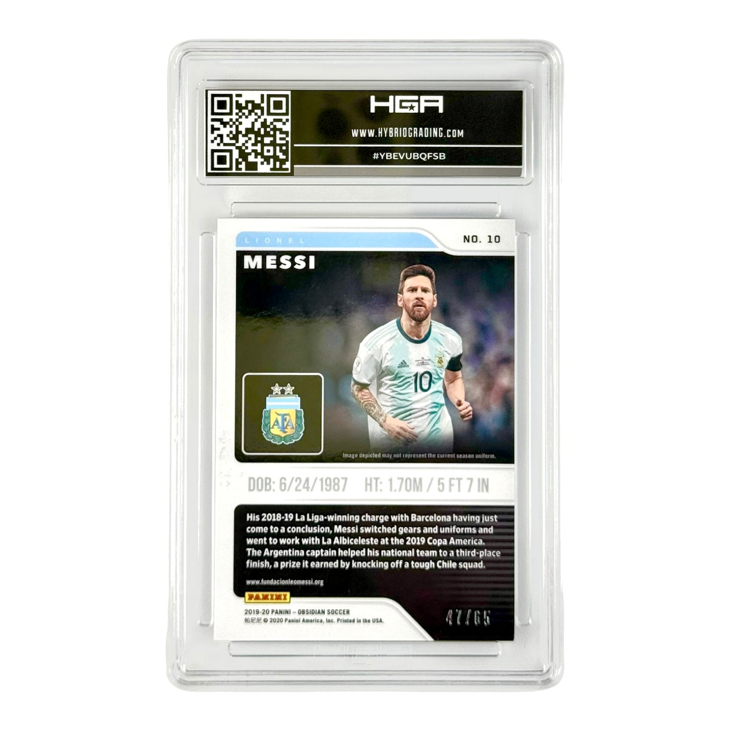 Lionel Messi 2019-20 Obsidian 47/65 #10 HGA 9.5