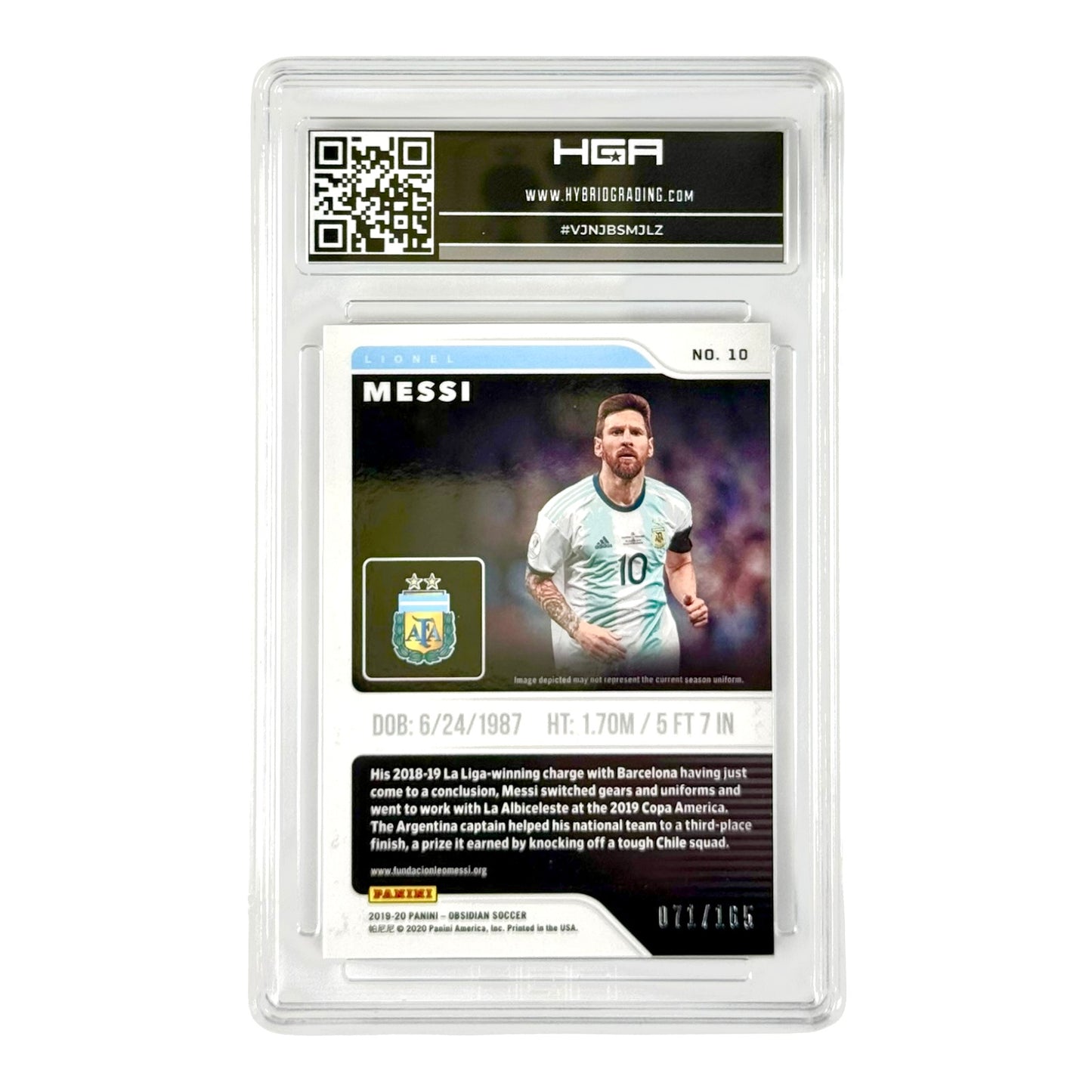 Lionel Messi 2019-20 Obsidian 071/165 #10 HGA 9.5