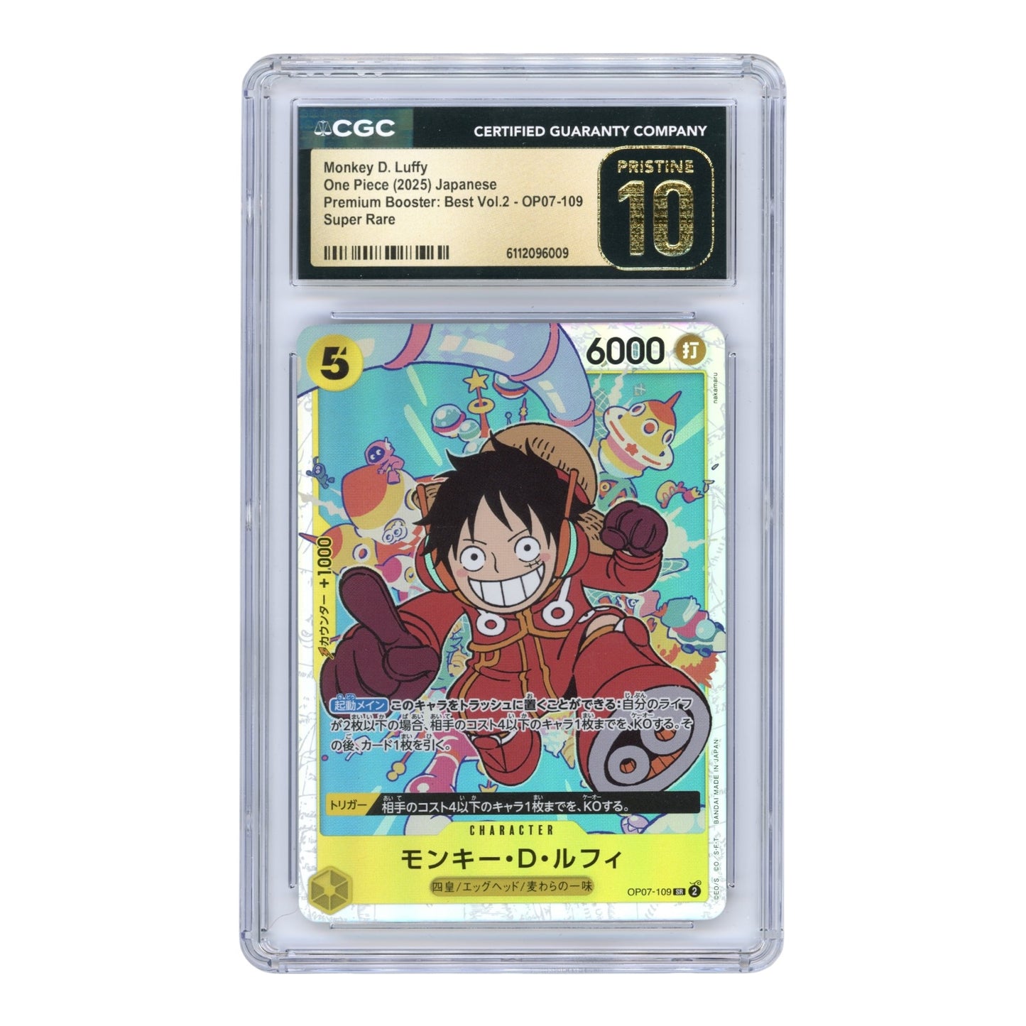 Monkey D.Luffy 2025 One Piece Japanese Premium Booster Best Vol.2 #OP07-109 CGC Pristine 10