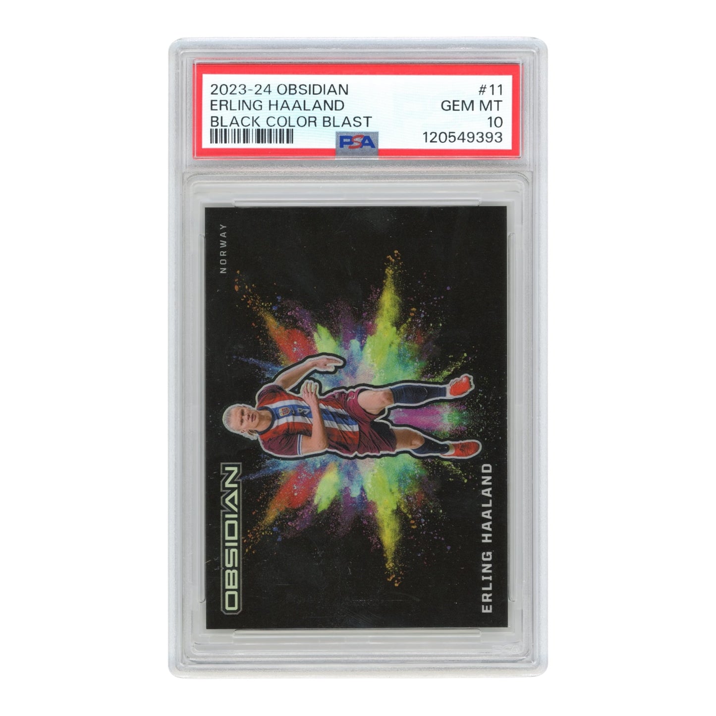 Erling Haaland 2023-24 Obsidian Black Color Blast #11 PSA 10