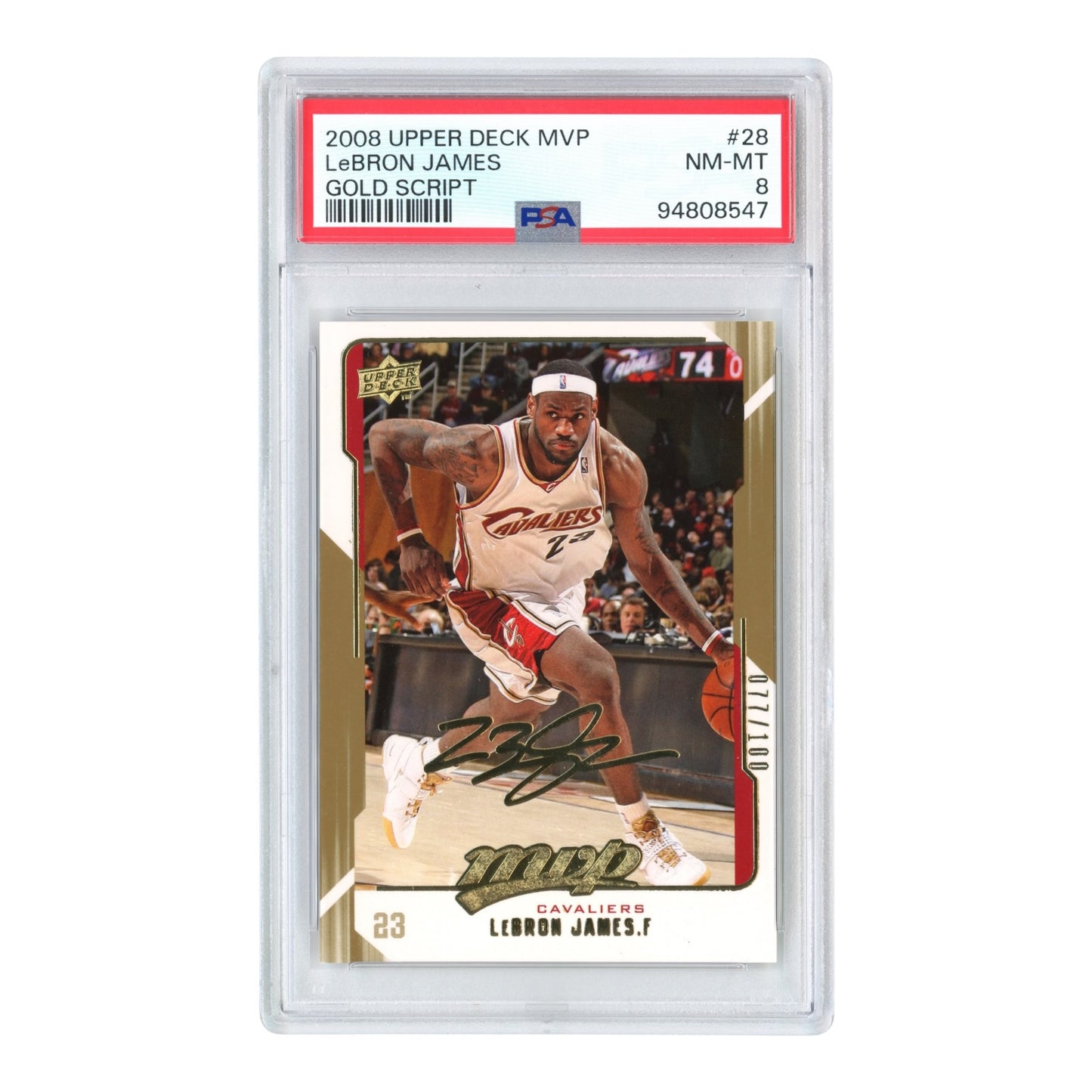 Lebron James 2008 Upper Deck MVP Gold Script #28 PSA 8