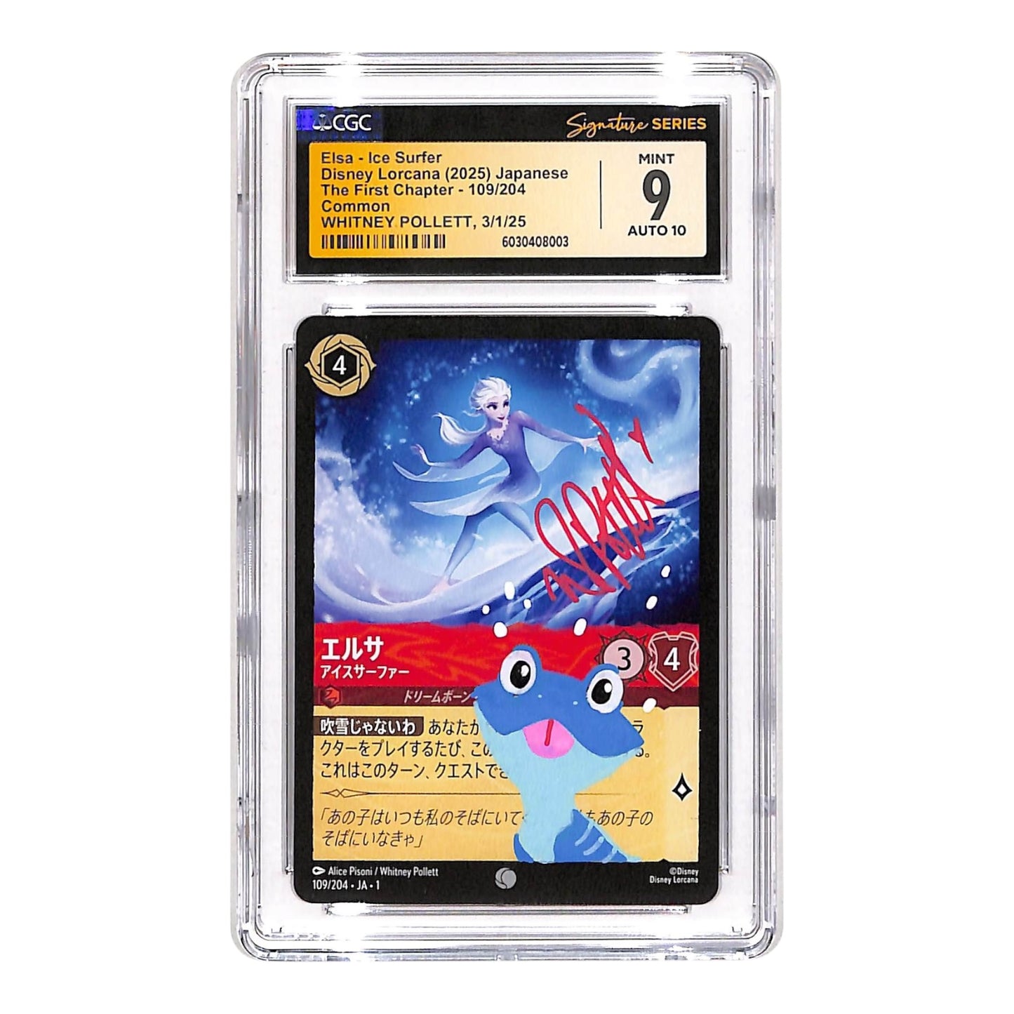 Elsa 2025 Disney Lorcana Japanese The First Chapter Whitney Pollett Sketch Auto #109 CGC Auto 10