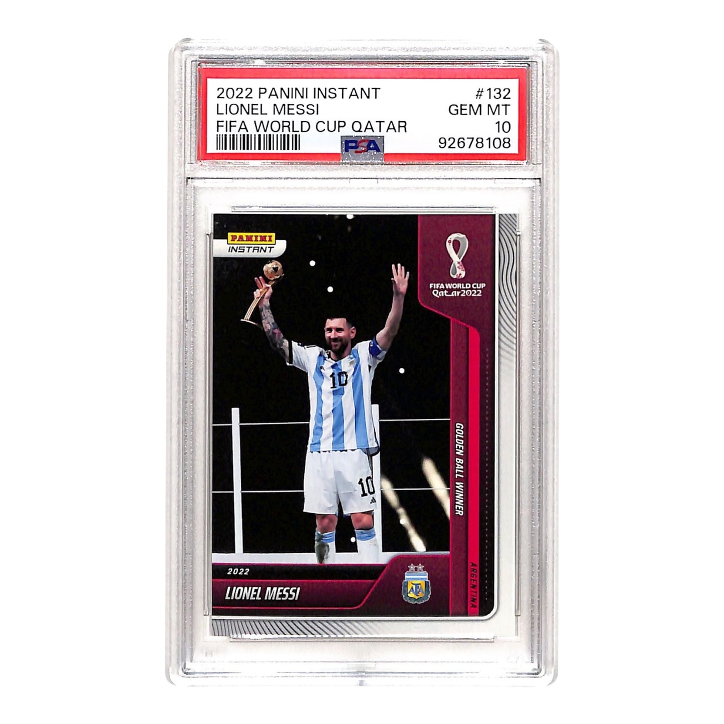 Lionel Messi 2022 Panini Instant World Cup Qatar 1/6262 #132 PSA 10