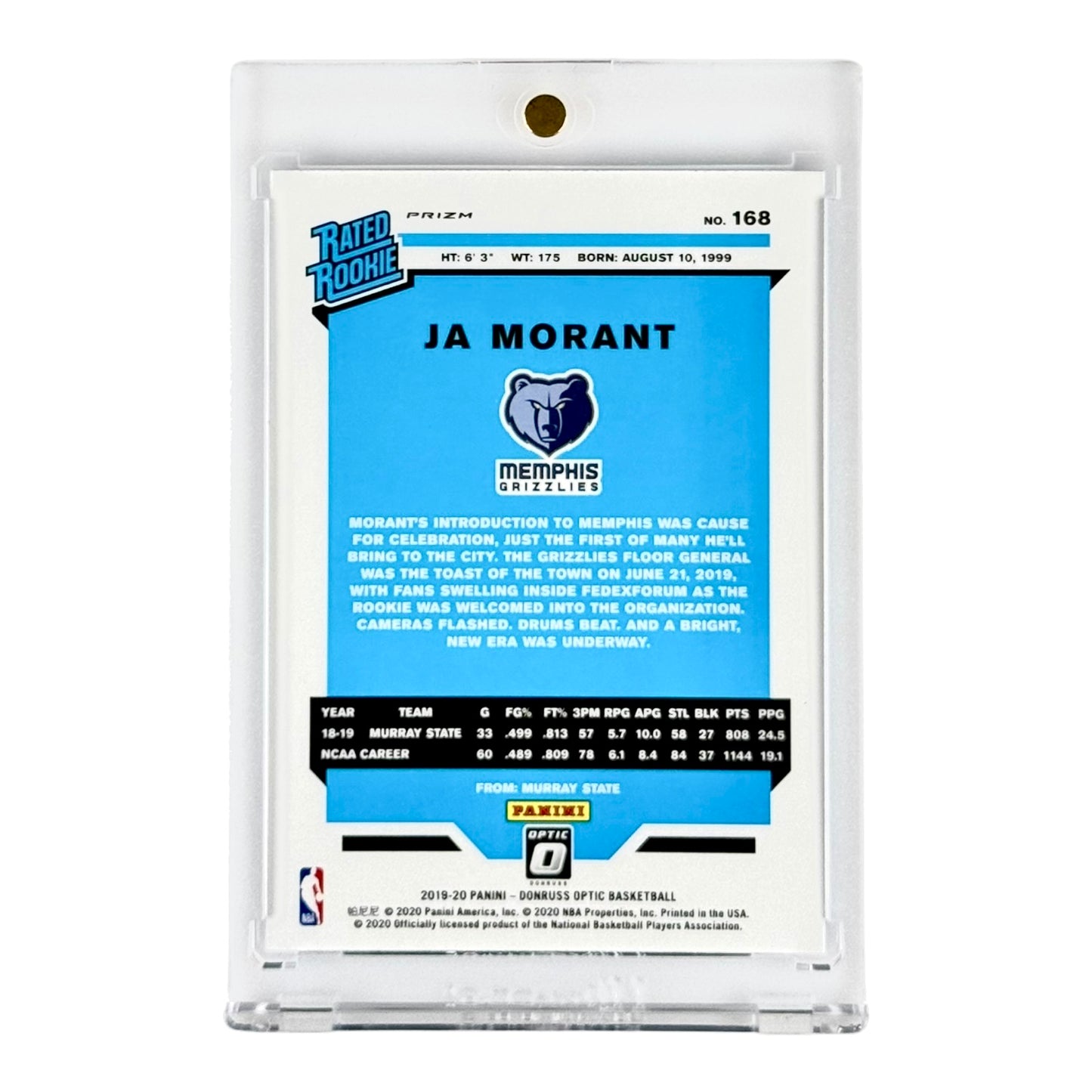 Ja Morant 2019-20 Donruss Optic Rated Rookie RC Blue #168