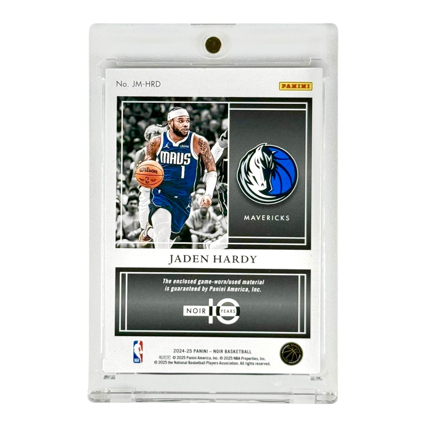 Jaden Hardy 2024-25 Noir Jumbo Patch 3 Color Game Worn 02/20 #JM-HRD