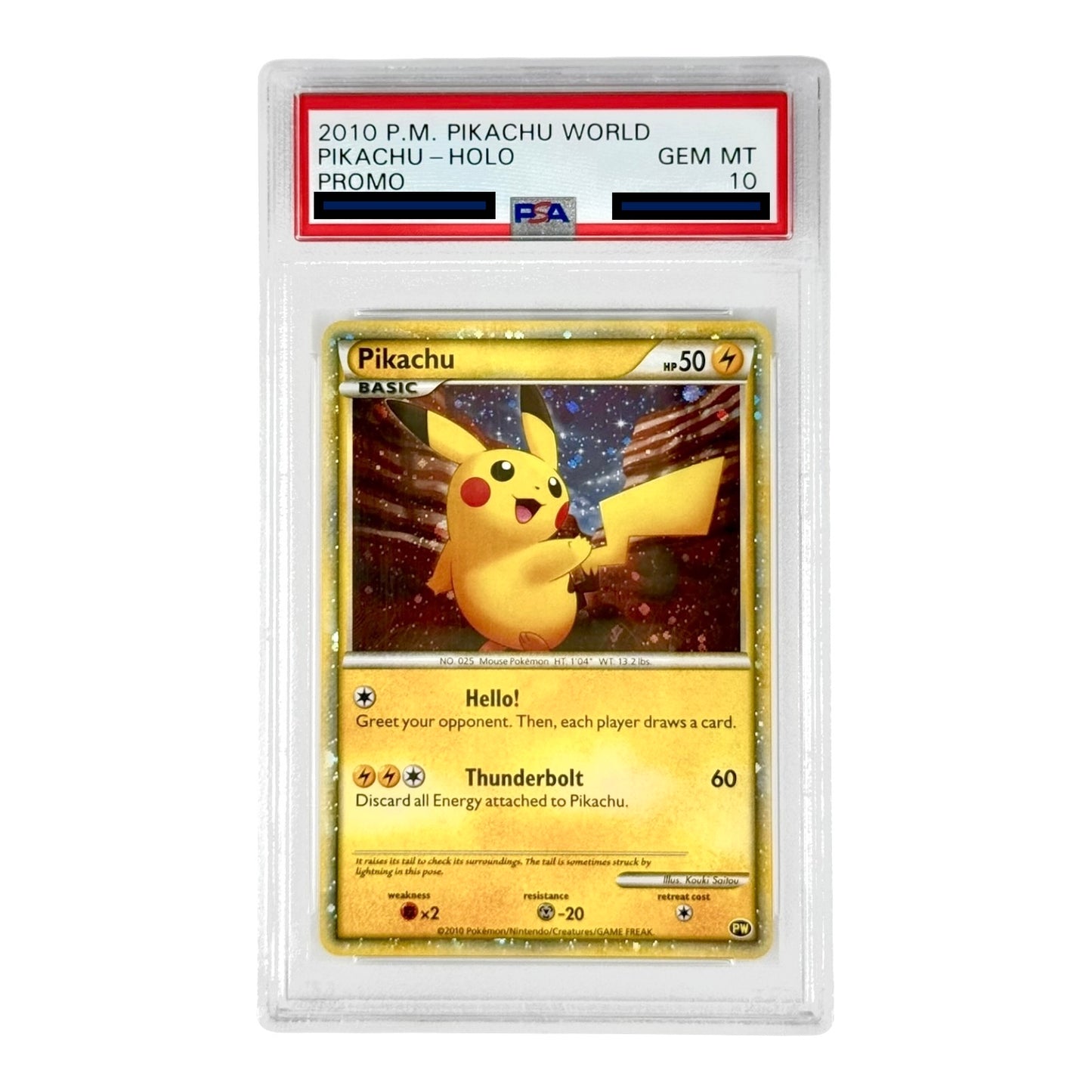 Pikachu 2010 Pokemon Japanese World Promo Holo PSA 10