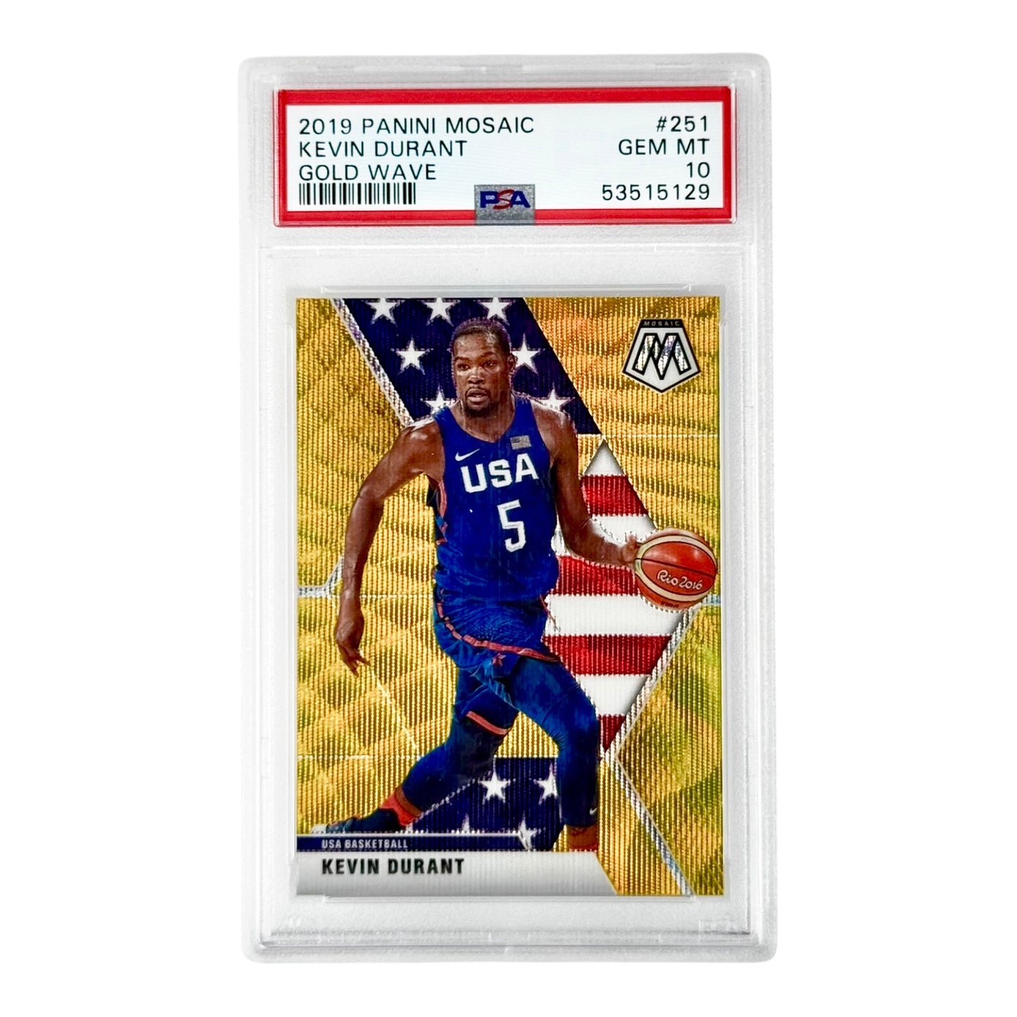 Kevin Durant 2019-20 Mosaic Gold Wave #251 PSA 10