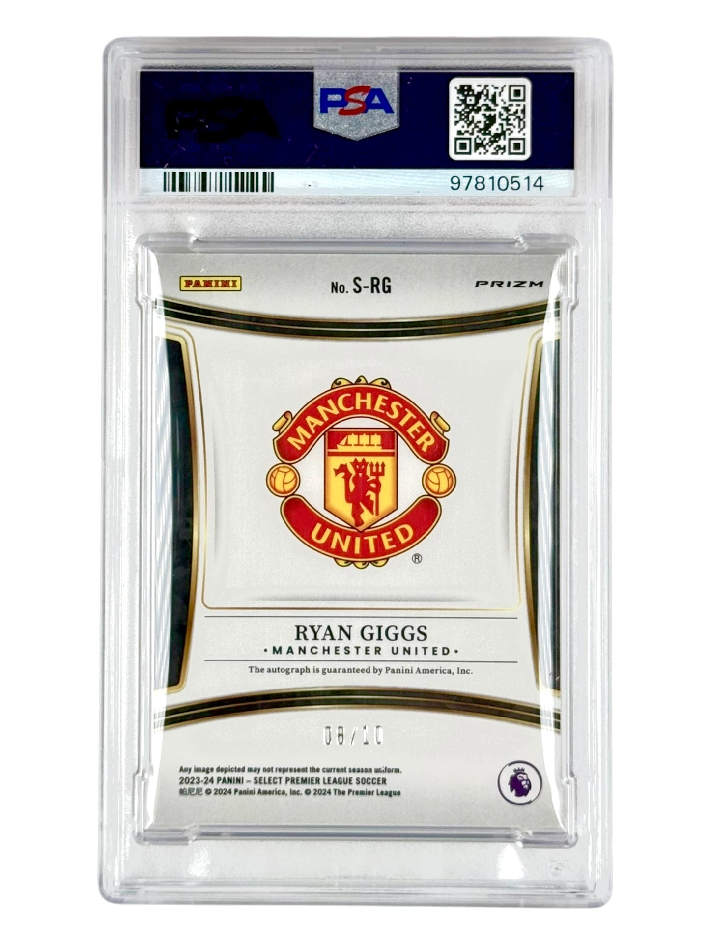 Ryan Giggs 2023-24 Select English Premier League Auto Gold 08/10 #SRG PSA Auto 10