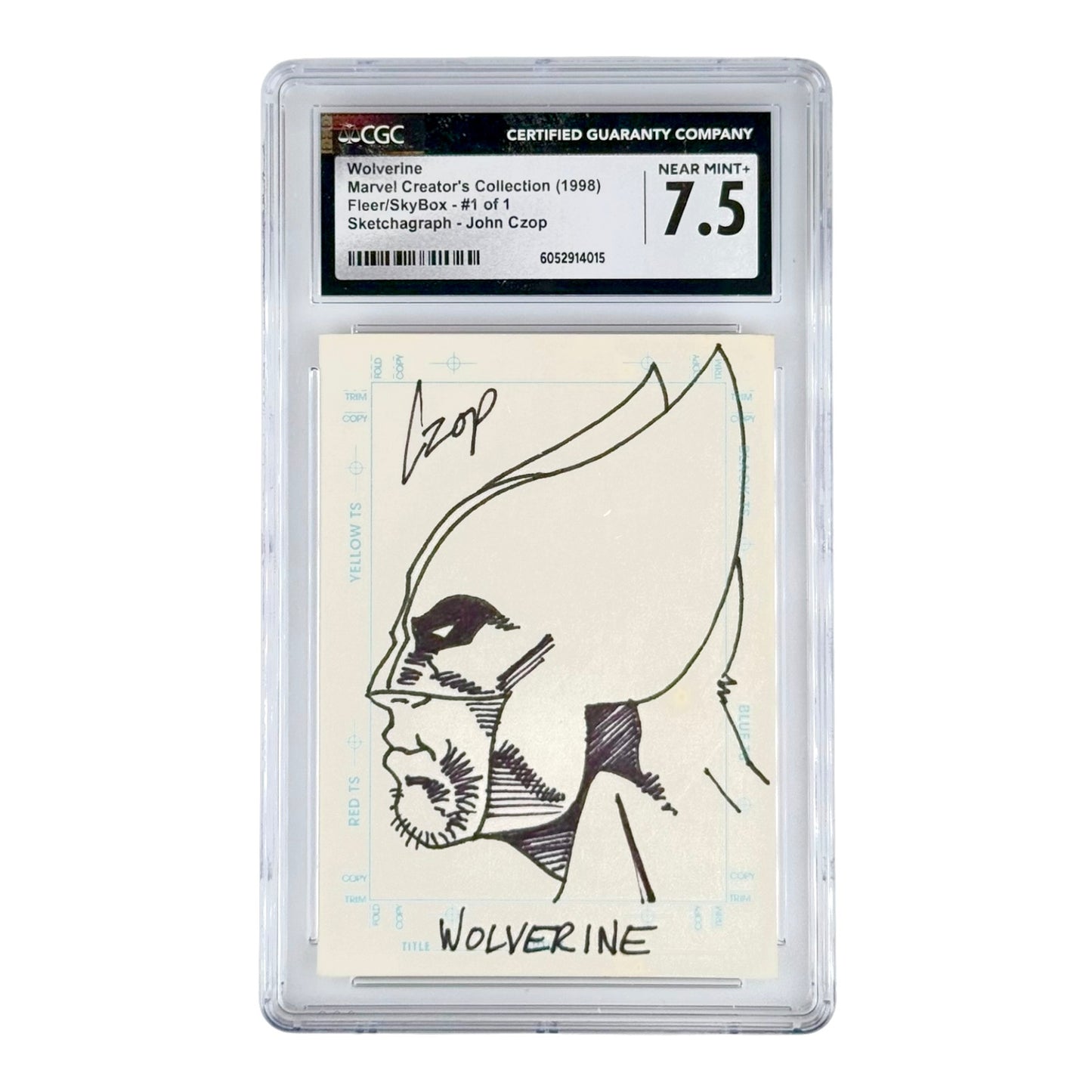 Wolverine 1998 Skybox Marvel Creator's Collection Sketchagraph John Czop 1/1 CGC 7.5