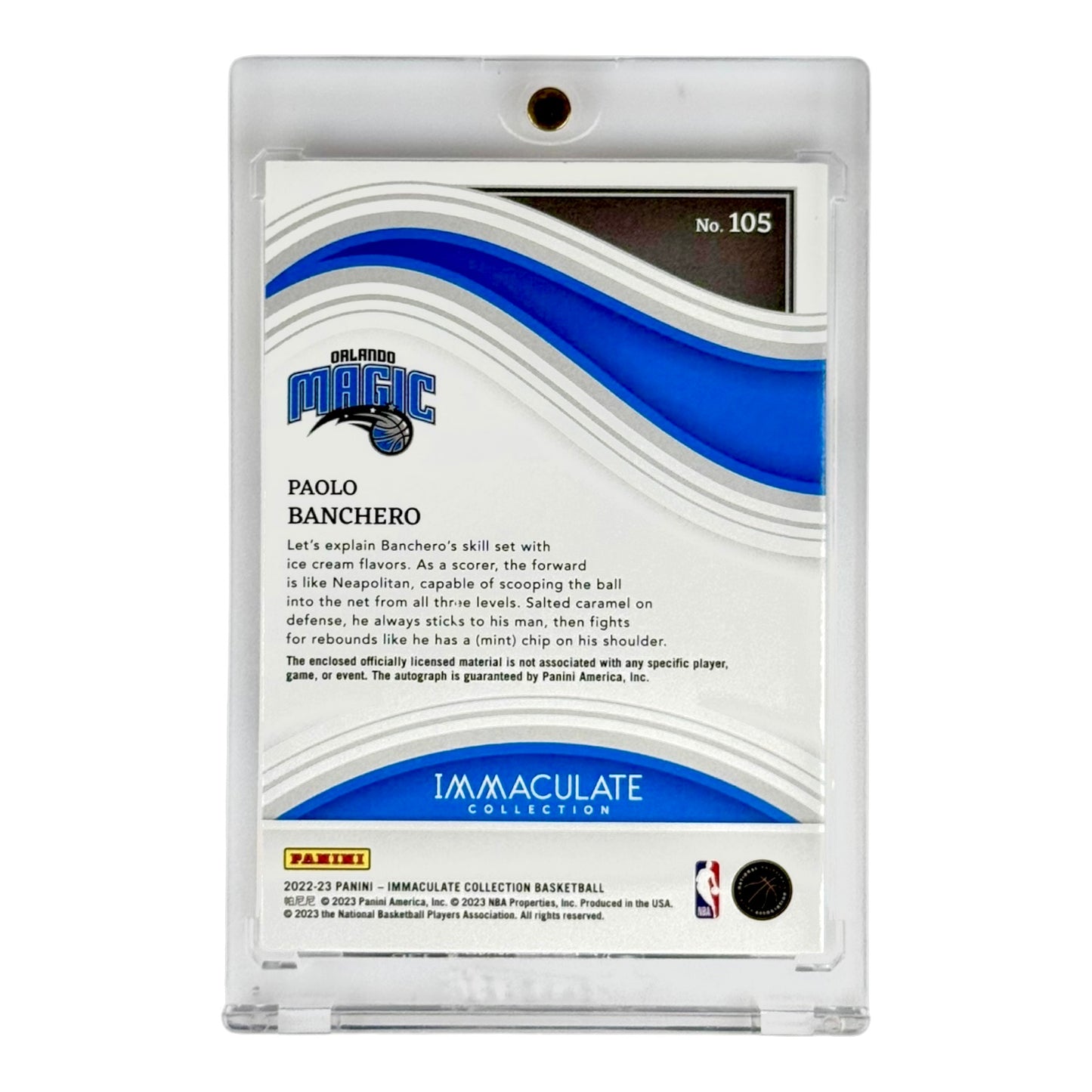 Paolo Banchero 2022-23 Panini Immaculate RC Rookie Patch Auto RPA Gold 99/99 #105