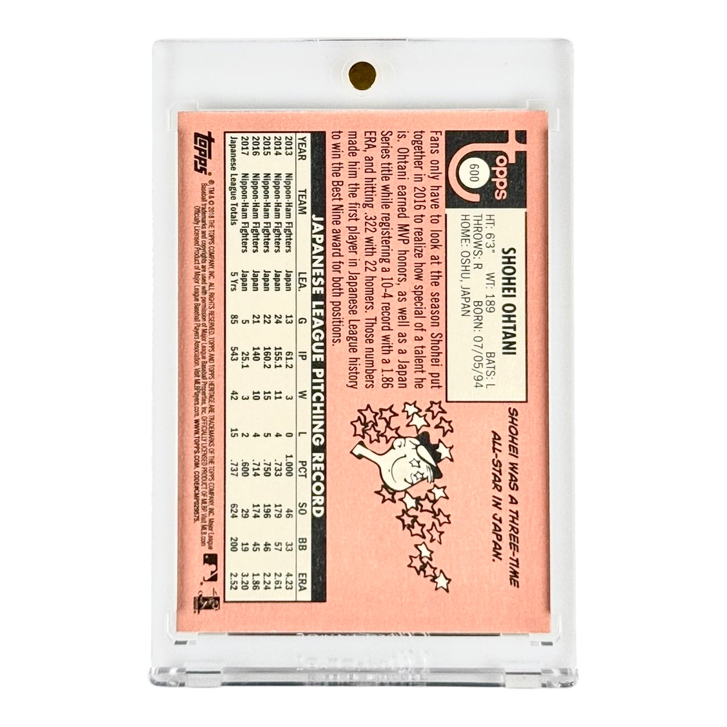 Shohei Ohtani 2018-19 Topps Heritage Rookie RC #600