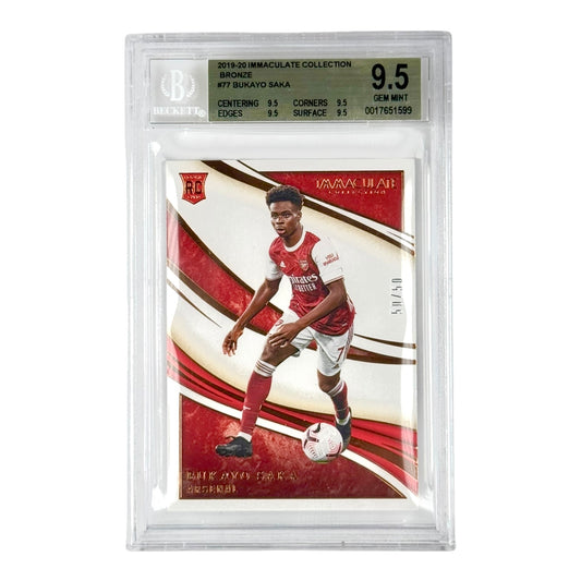 Bukayo Saka 2019-20 Immaculate Bronze 50/50 Rookie RC #77 BGS 9.5