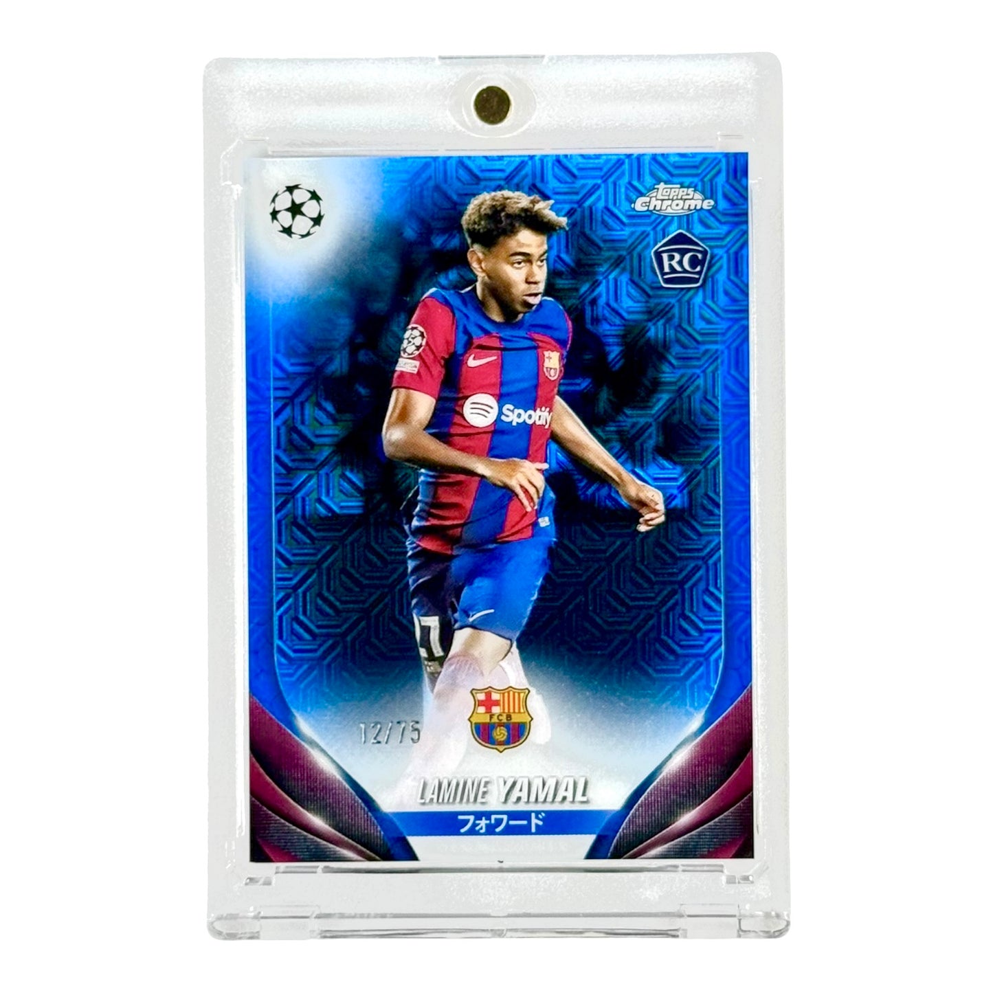 Lamine Yamal 2023-24 Topps Chrome UCL Japan Edition Rookie RC Blue Mojo Refractor 12/75 #64