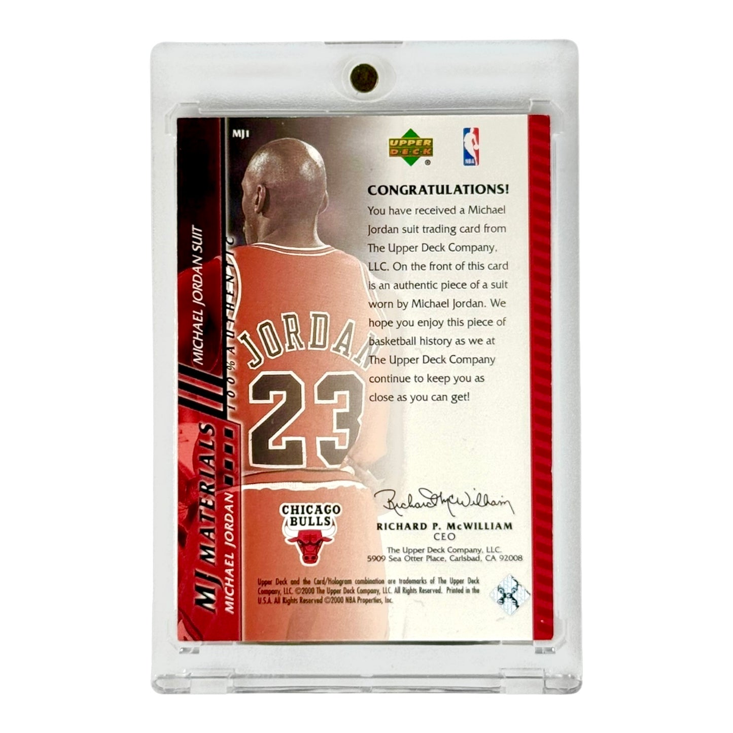 Michael Jordan 2000 Upper Deck MJ Materials Suit #MJ1