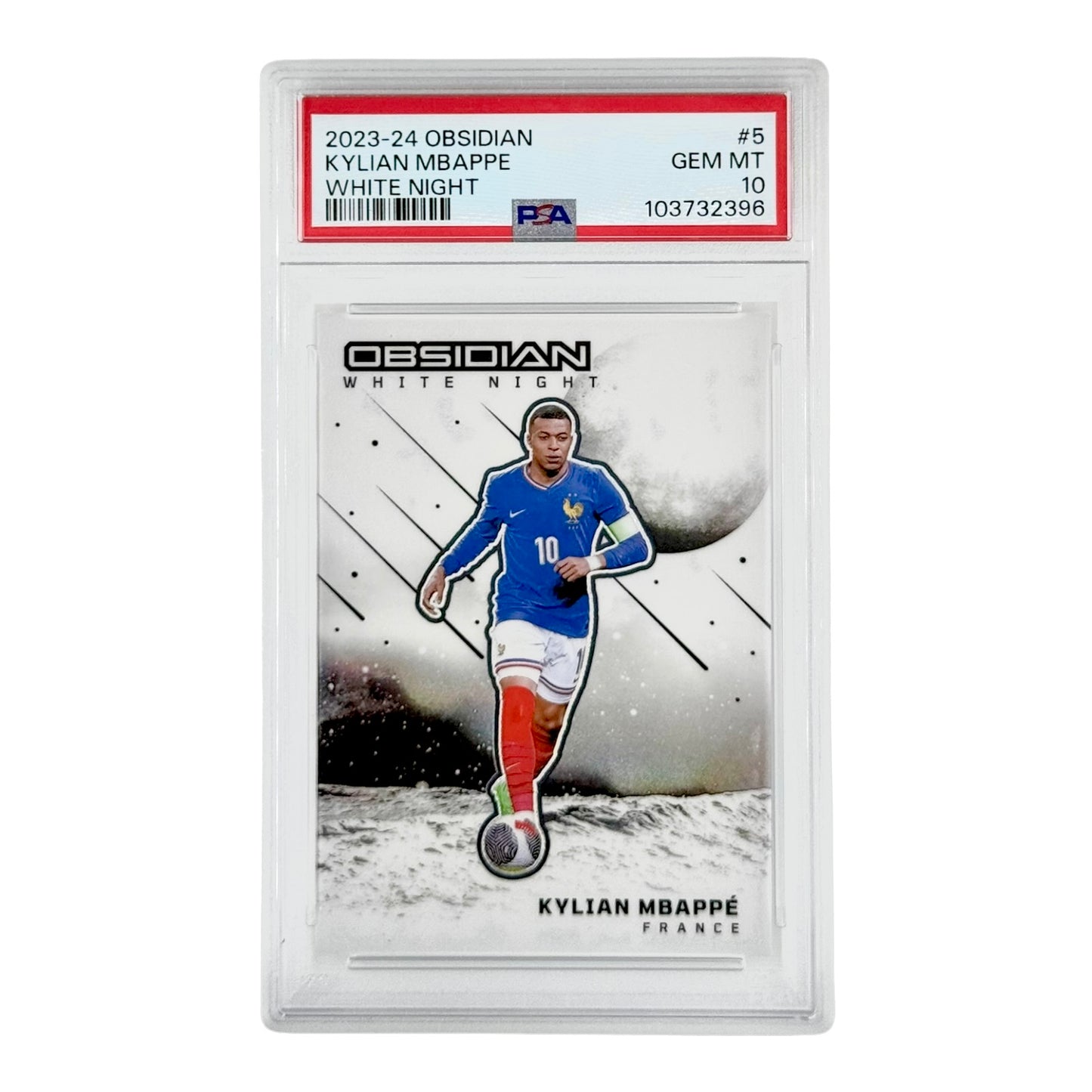 Kylian Mbappe 2023-24 Panini Obsidian White Night #5 PSA 10