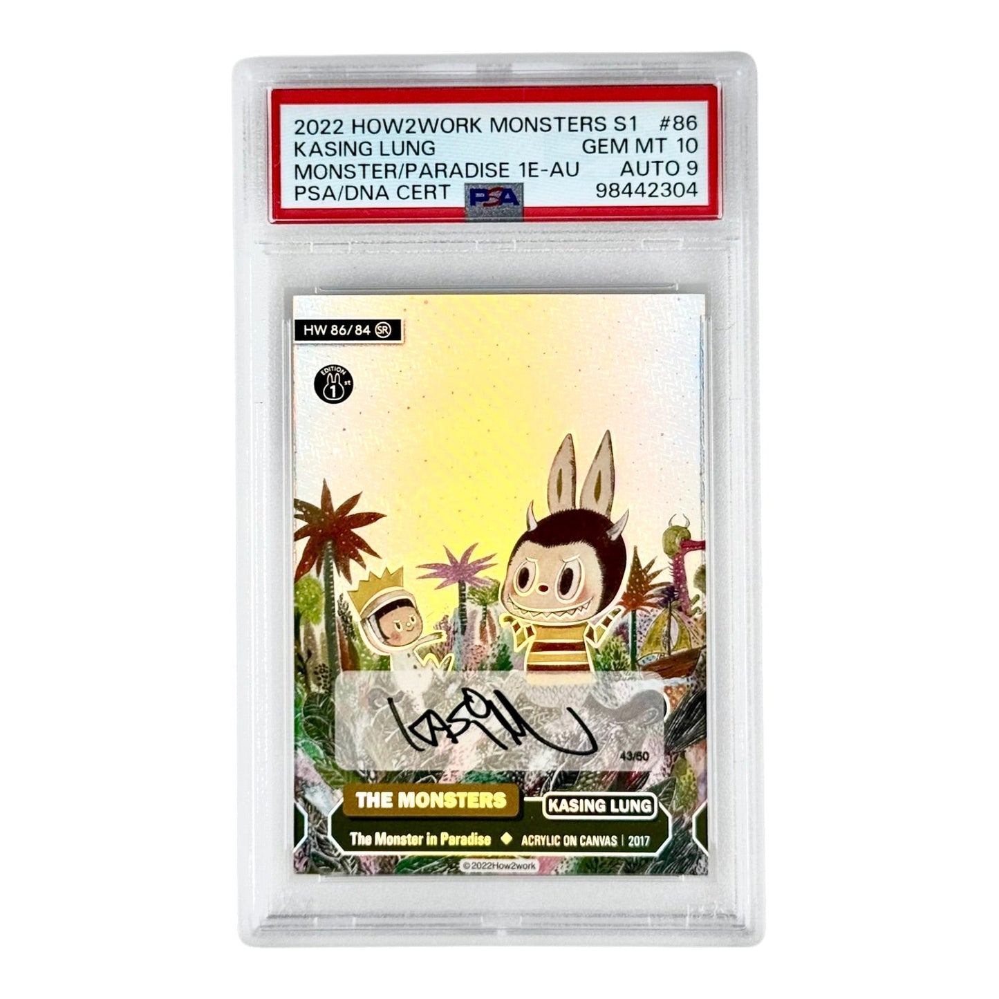 Labubu 2022 How2work Monsters Series 1 Kasing Lung Auto 43/50 #HW86 PSA 10 Auto 9