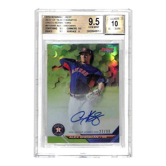 Alex Bregman 2016 Bowman's Best Green Refractor Auto 27/99 #B16ABR BGS 9.5 Auto 10