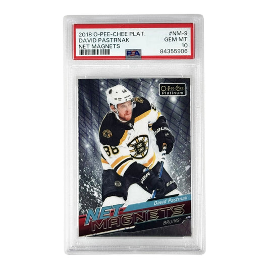 David Pastrnak 2018 O-Pee Platinum New Magnets #NM-9 PSA 10