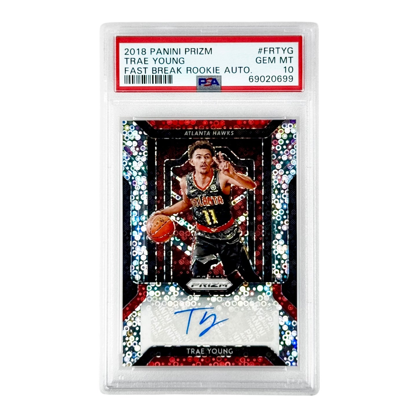 Trae Young 2018-19 Prizm Fast Break Rookie RC Auto #FRTYG PSA 10