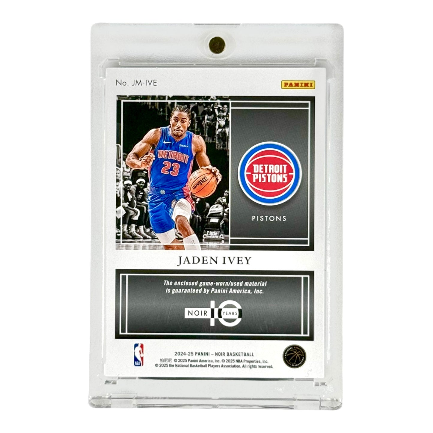 Jaden Ivey 2024-25 Noir Jumbo Patch 3 Color Game Worn 15/20 #JM-IVE