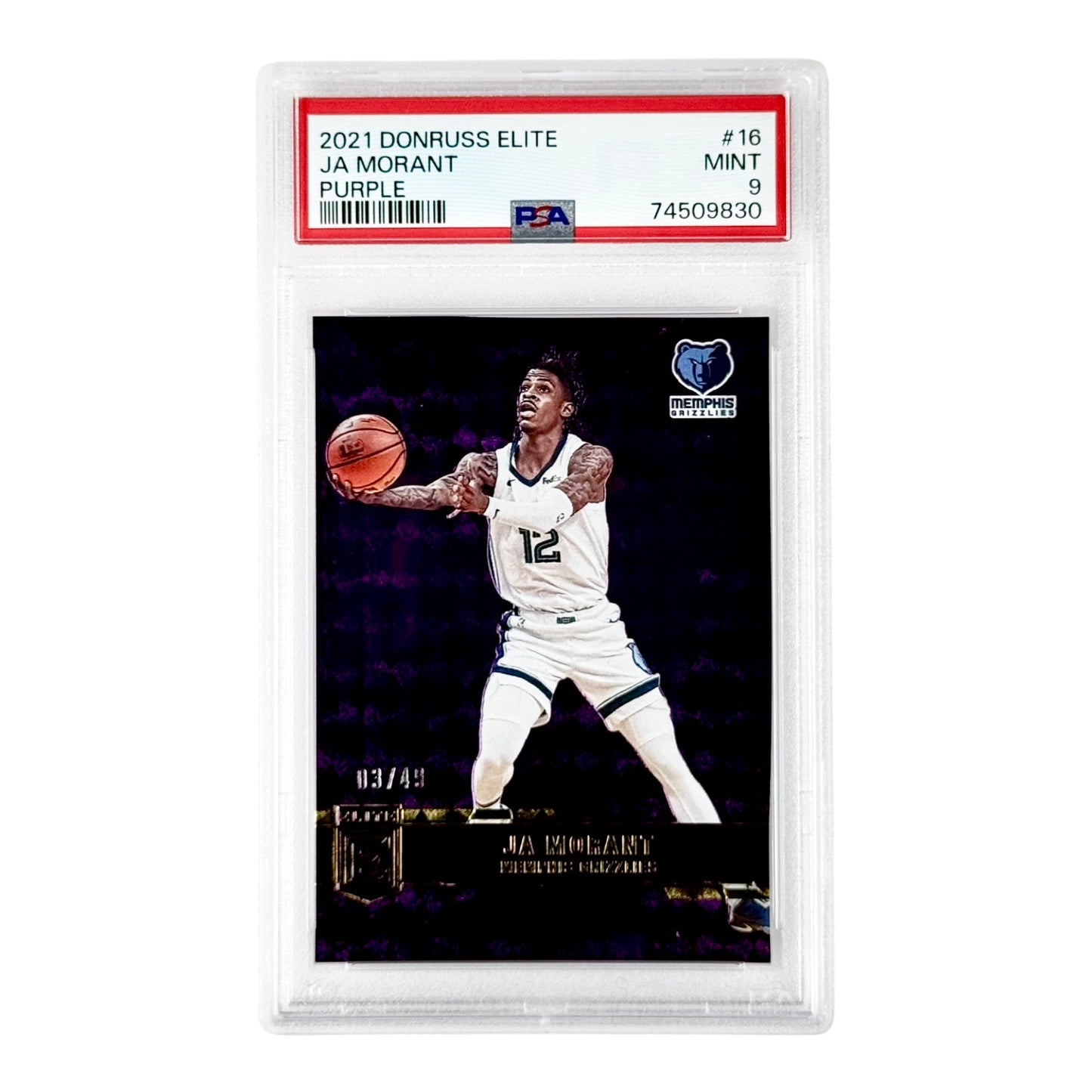 Ja Morant 2021-22 Donruss Elite 03/49 #16 PSA 9