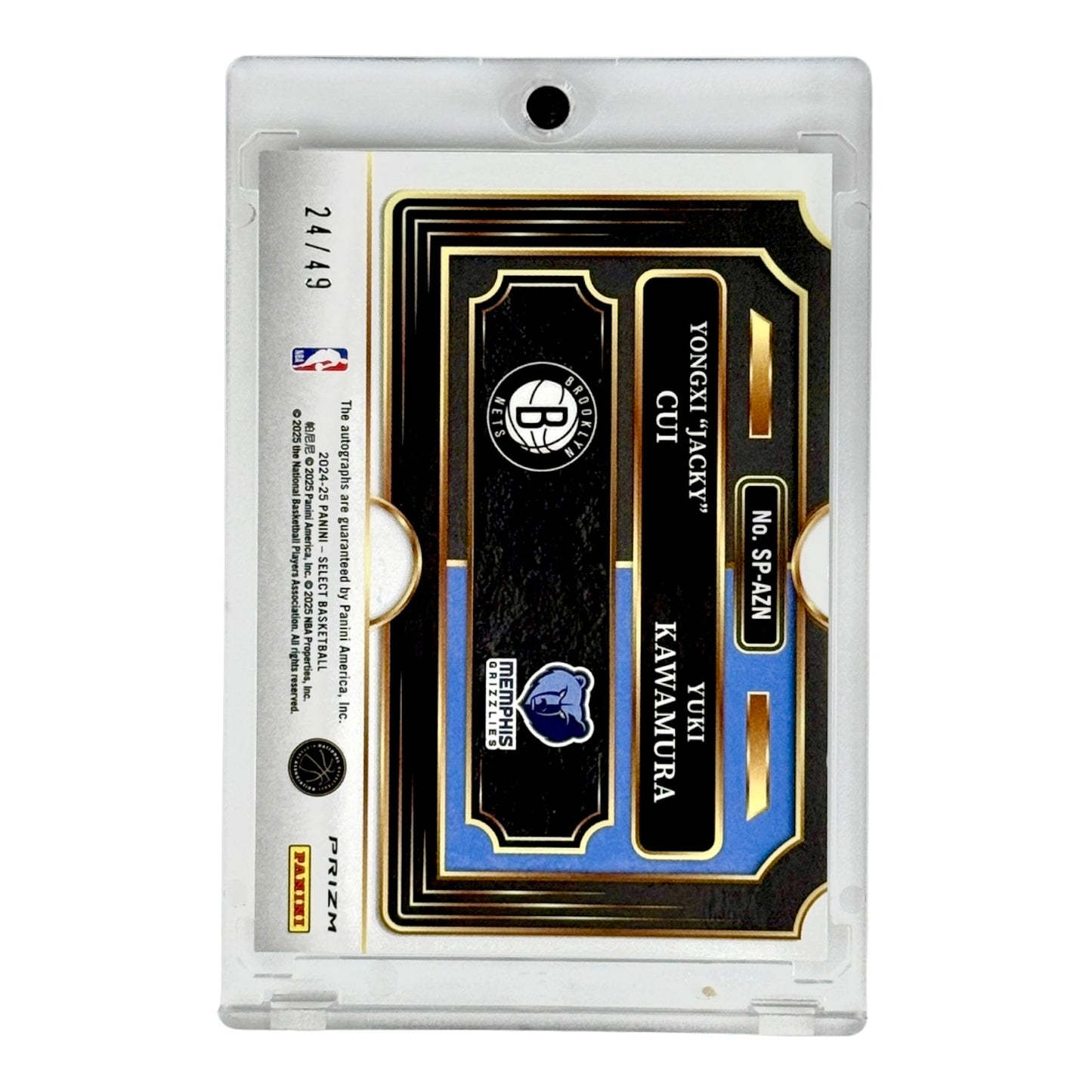 Yongxi "Jacky" Cui/Yuki Kawamura 2024-25 Select Dual Auto Rookie RC 24/29 #SP-AZN