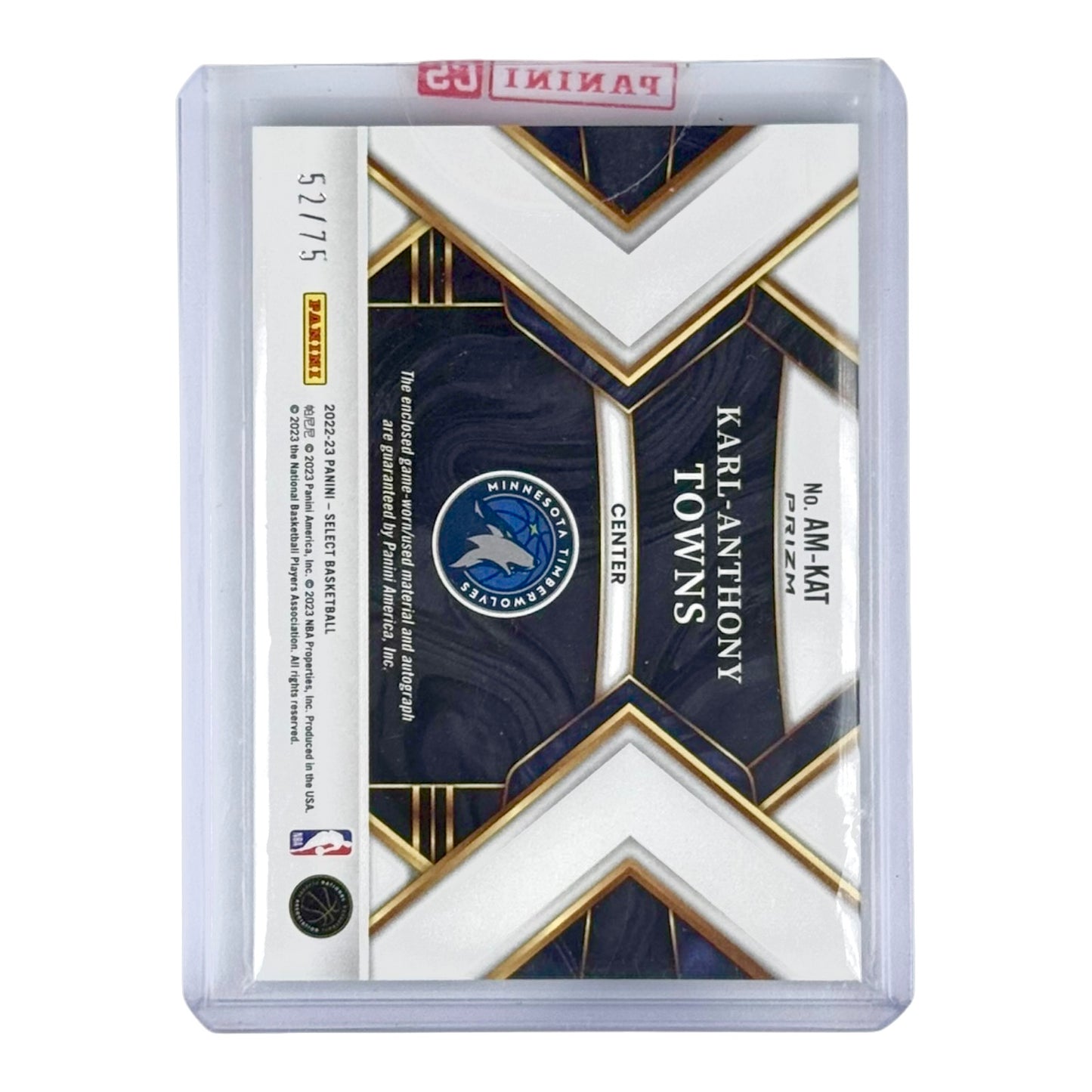 Karl Anthony Towns 2022-23 Select Jersey Auto 52/75 #AM-KAT