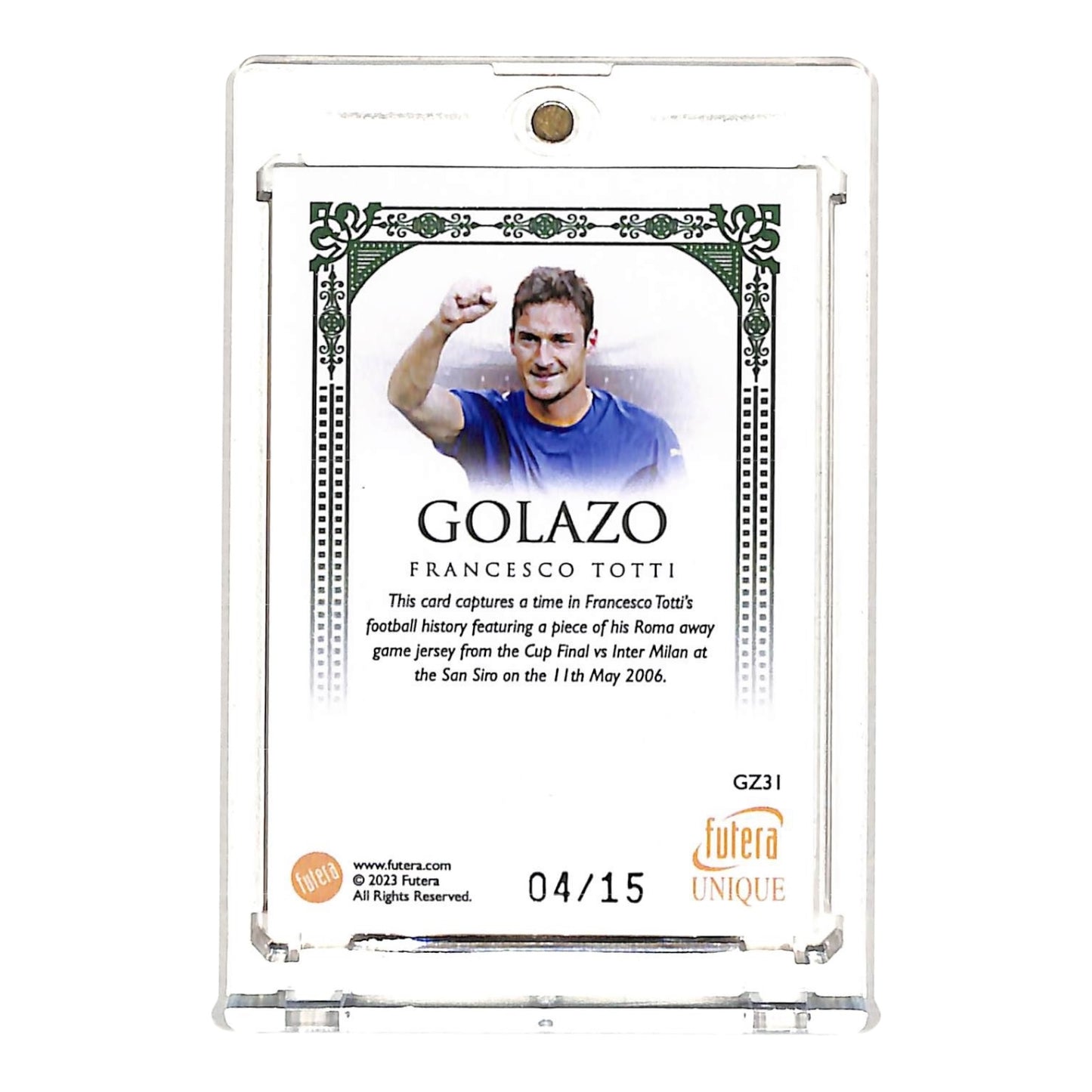 Francesco Totti 2023 Futera Unique Jersey 04/15 #GZ31