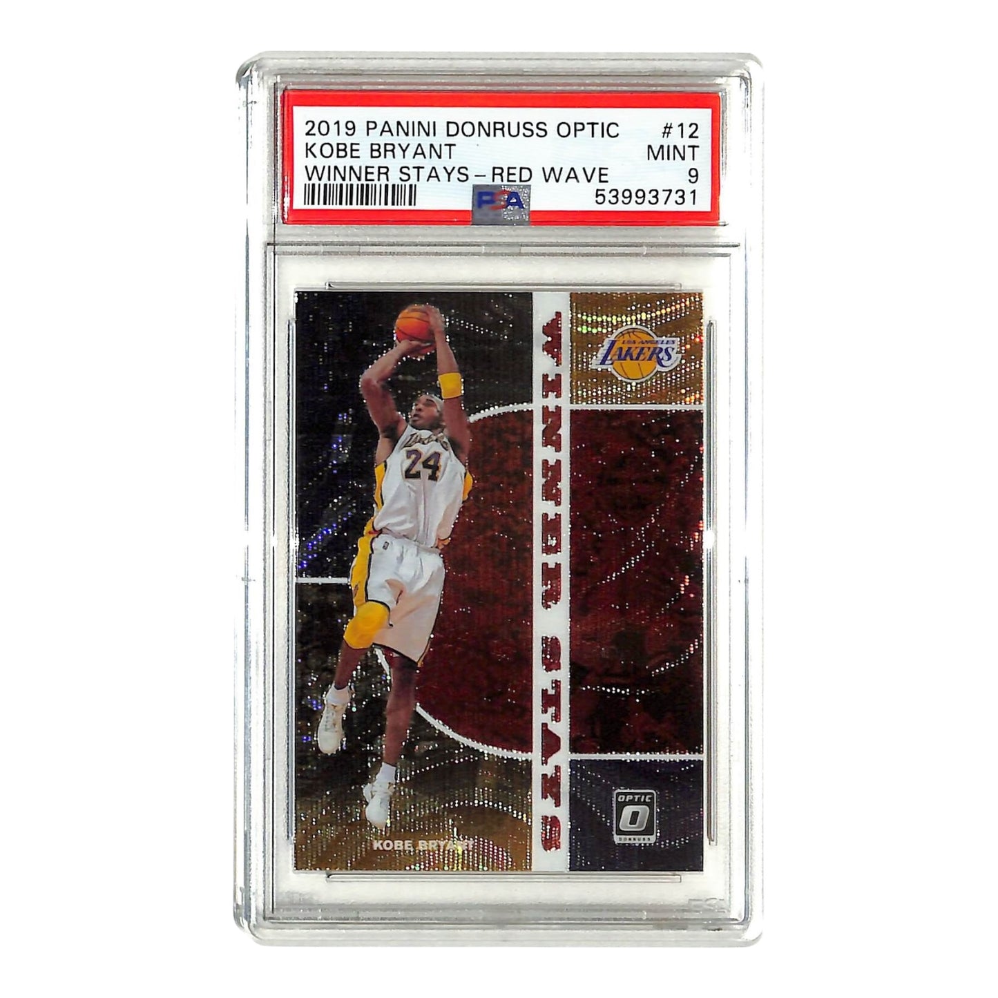Kobe Bryant 2019-20 Donruss Optic Winner Stays Red Wave #12 PSA 9