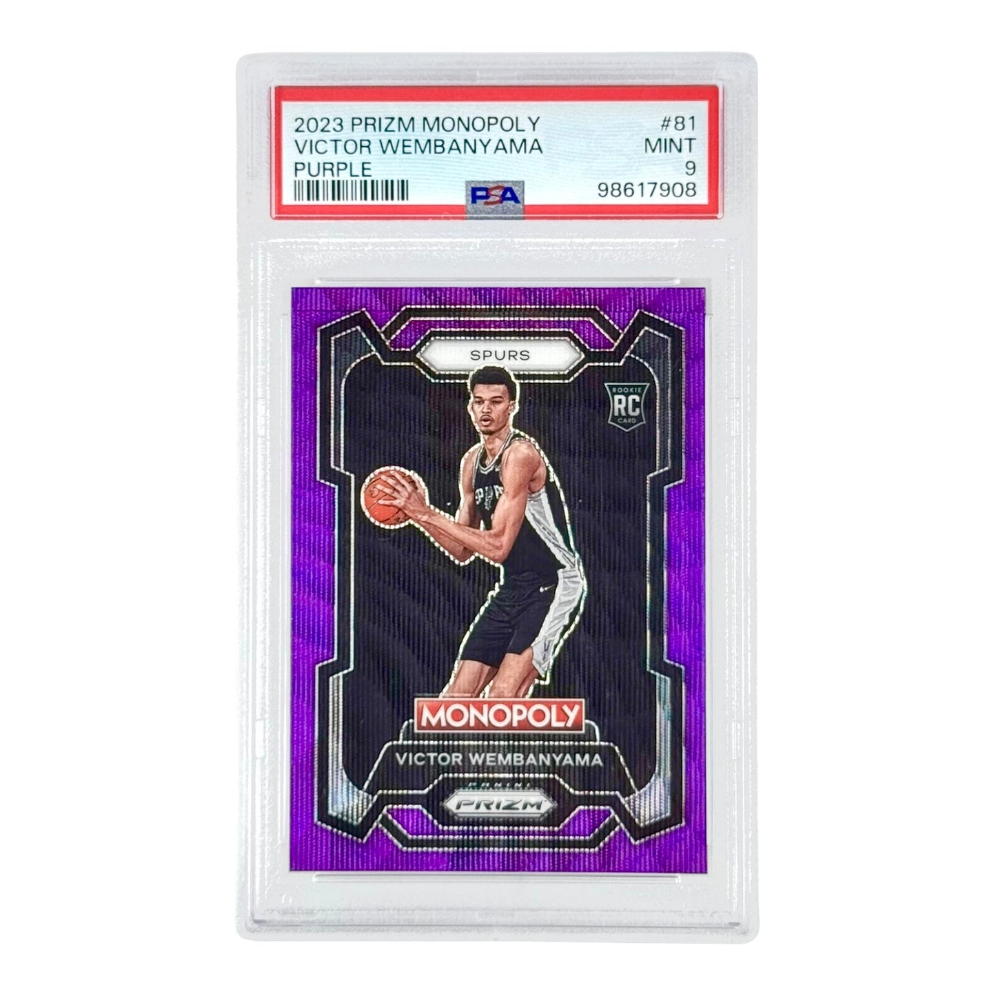 Victor Wembanyama 2023 Prizm Monopoly Rookie RC Purple #81 PSA 9