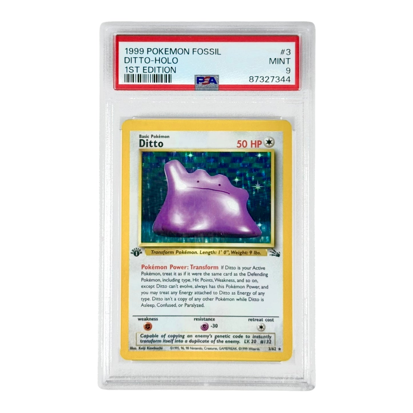 Ditto 1999 Pokemon English Fossil 1st Edition Holo #3 PSA 9