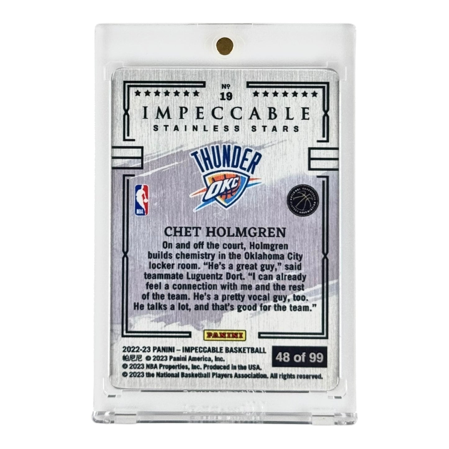 Chet Holmgren 2022-23 Impeccable Stainless Stars Rookie RC 48/99 #19