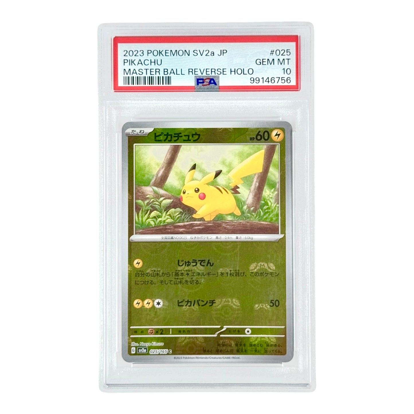 Pikachu 2023 Pokemon Japanese Sv2a Master Ball Reverse Holo #025 PSA 10