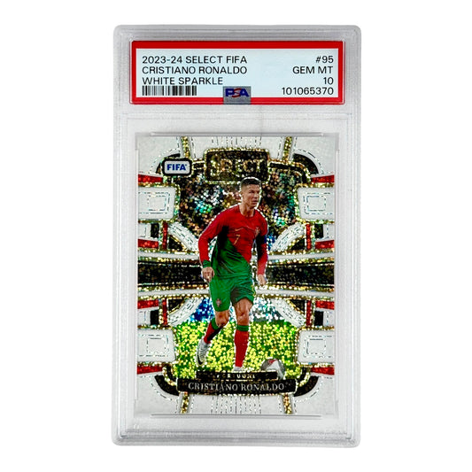 Cristiano Ronaldo 2023-24 Select FIFA White Sparkle #95 PSA 10
