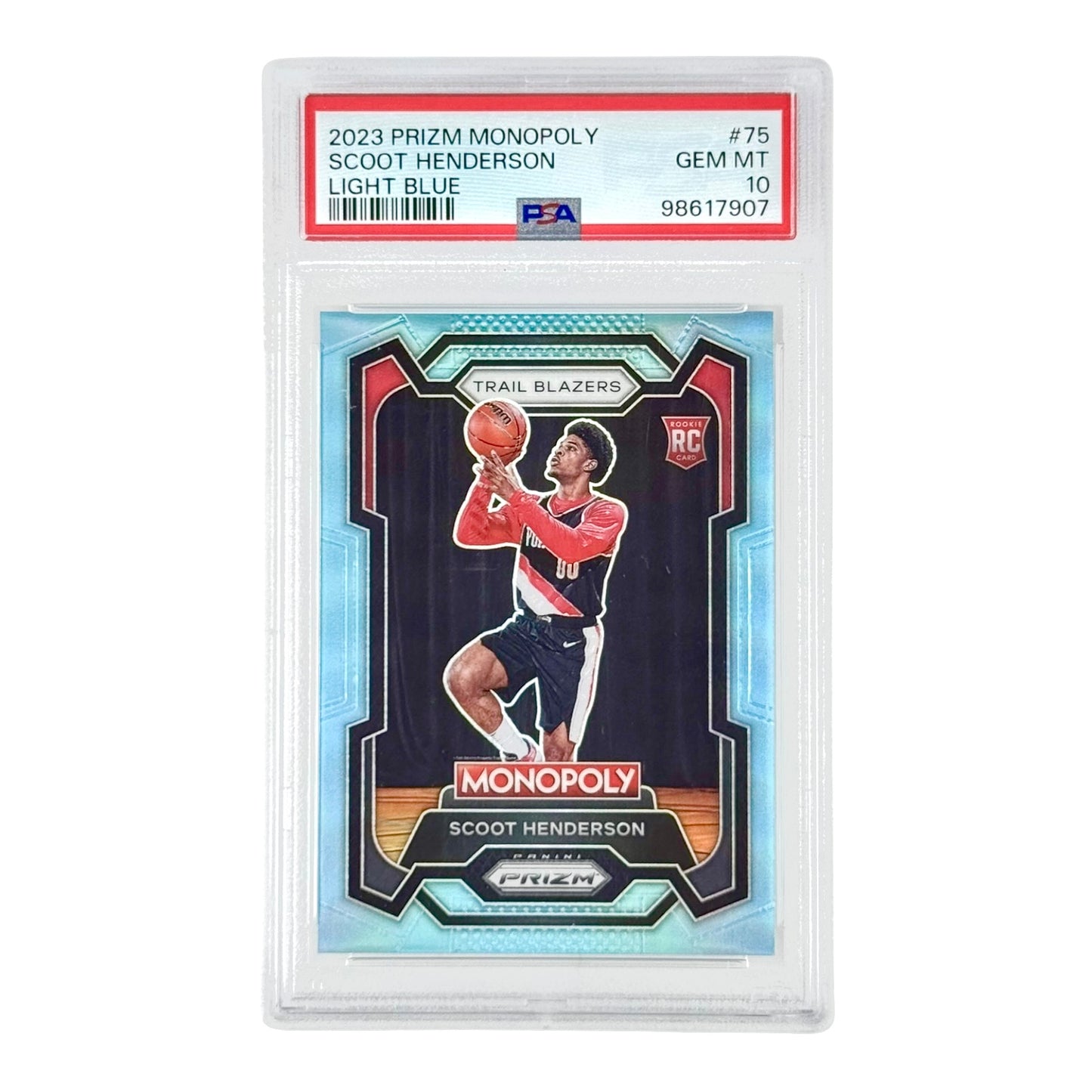Scoot Henderson 2023 Prizm Monopoly Light Blue 058/199 Rookie RC PSA 10