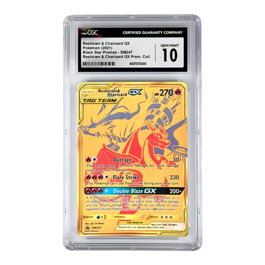 Reshiram & Charizard GX 2021 Pokemon English Sun & Moon Tag Team Promo #247 CGC 10