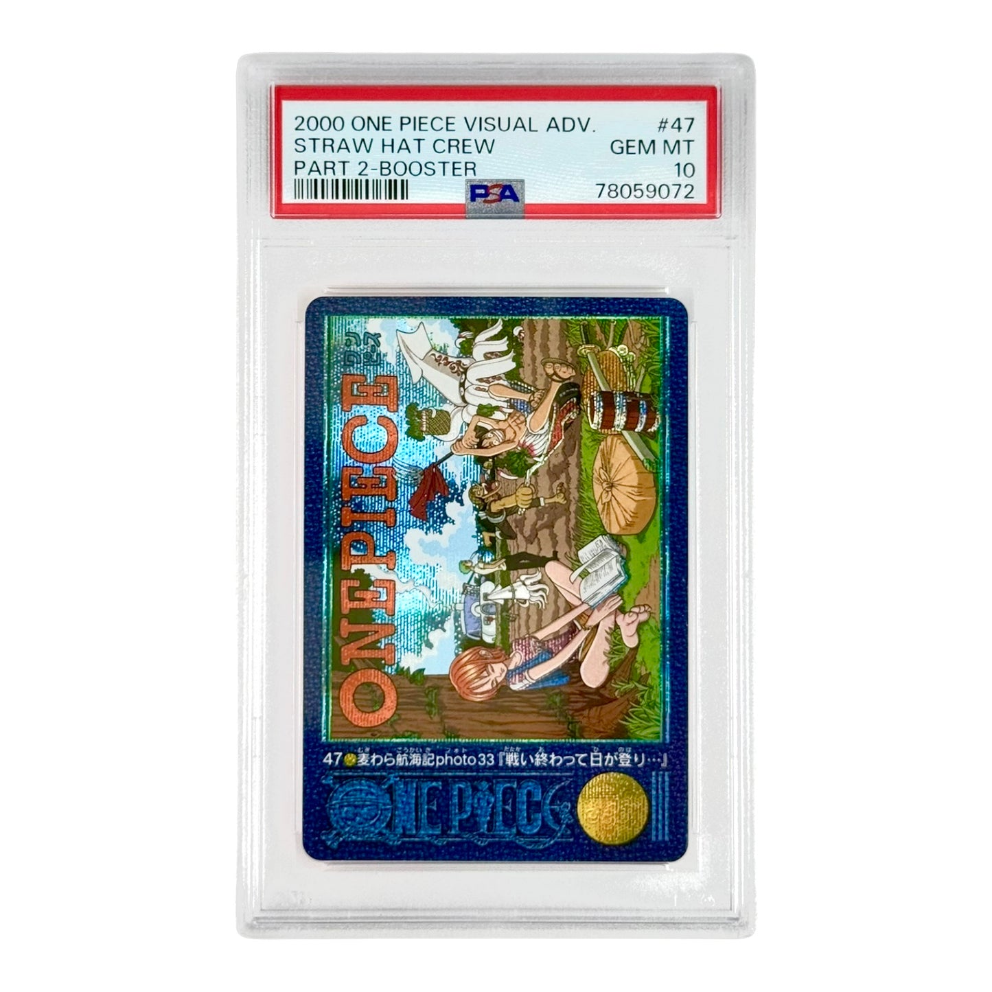 Straw Hat Crew 2000 One Piece Bandai Carddass Visual Adventure Part 2 Booster #47 PSA 10