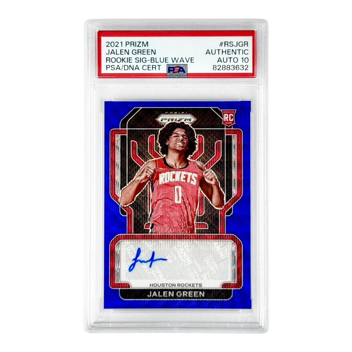 Jalen Green 2021-22 Prizm Rookie RC Signature Blue Wave #RSJGR PSA Authentic Auto 10