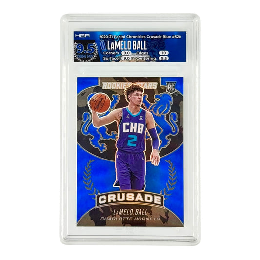 Lamelo Ball 2020-21 Panini Chronicles Crusade Blue 24/99 Rookie RC #520 HGA 9.5