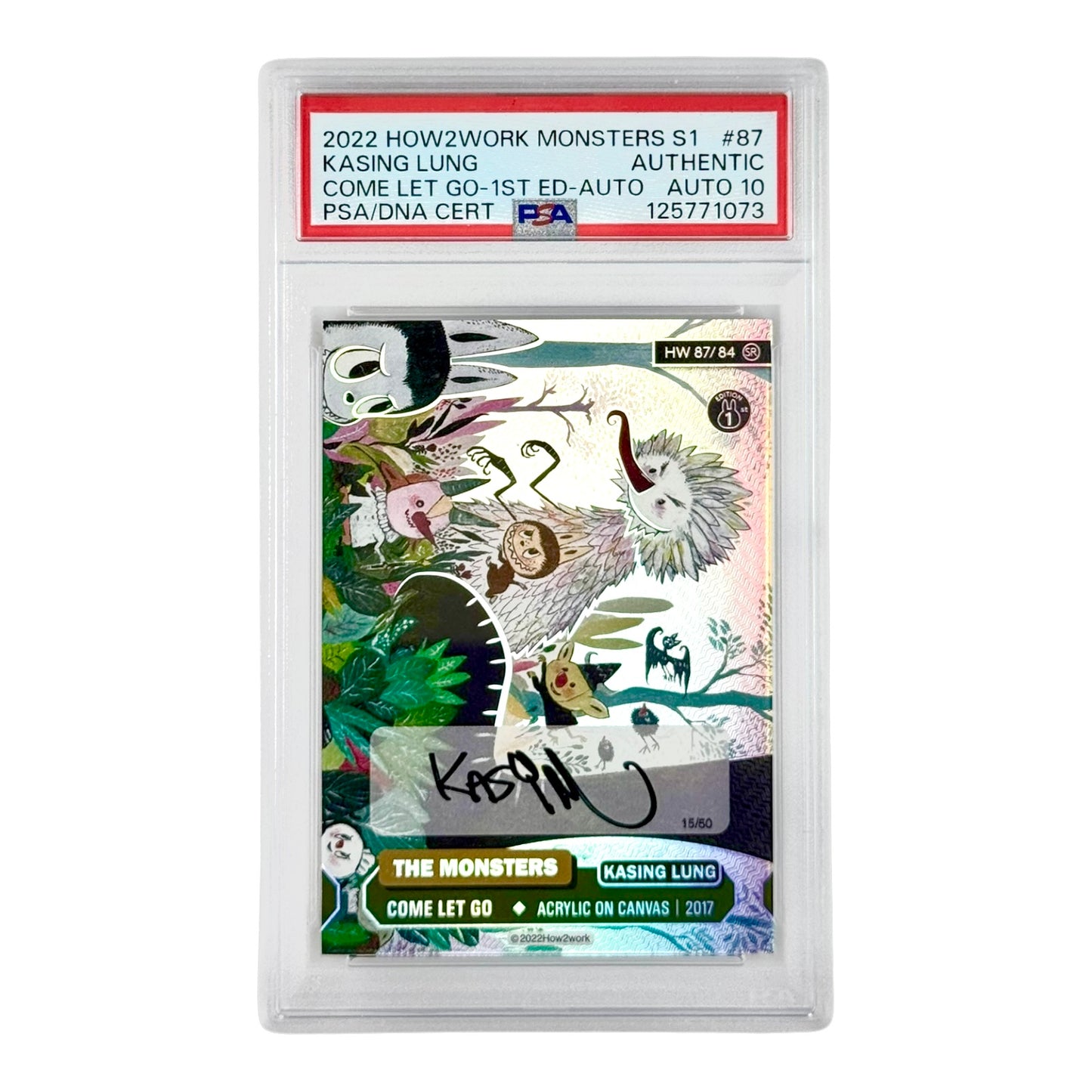 Labubu 2022 How2work The Monsters Series 1 Trading Card Kasing Lung Auto 15/50 #87 PSA Auto 10
