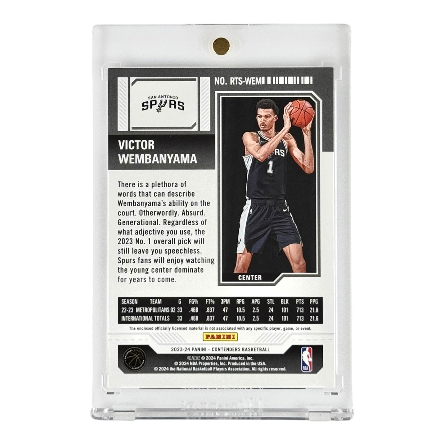 Victor Wembanyama 2023-24 Contenders Jersey Rookie RC #RTS-WEM